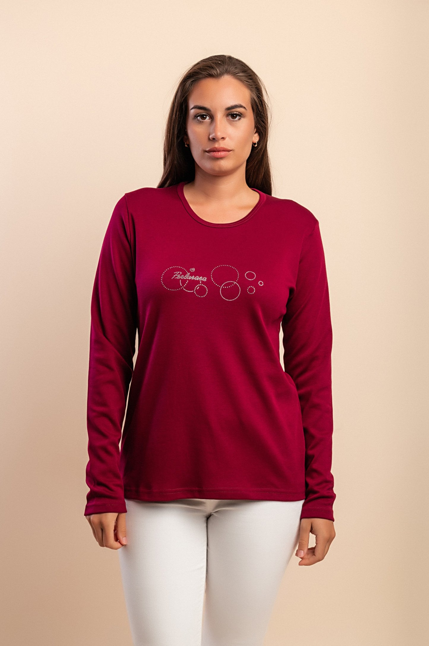 Top a maniche lunghe in cotone, giallo