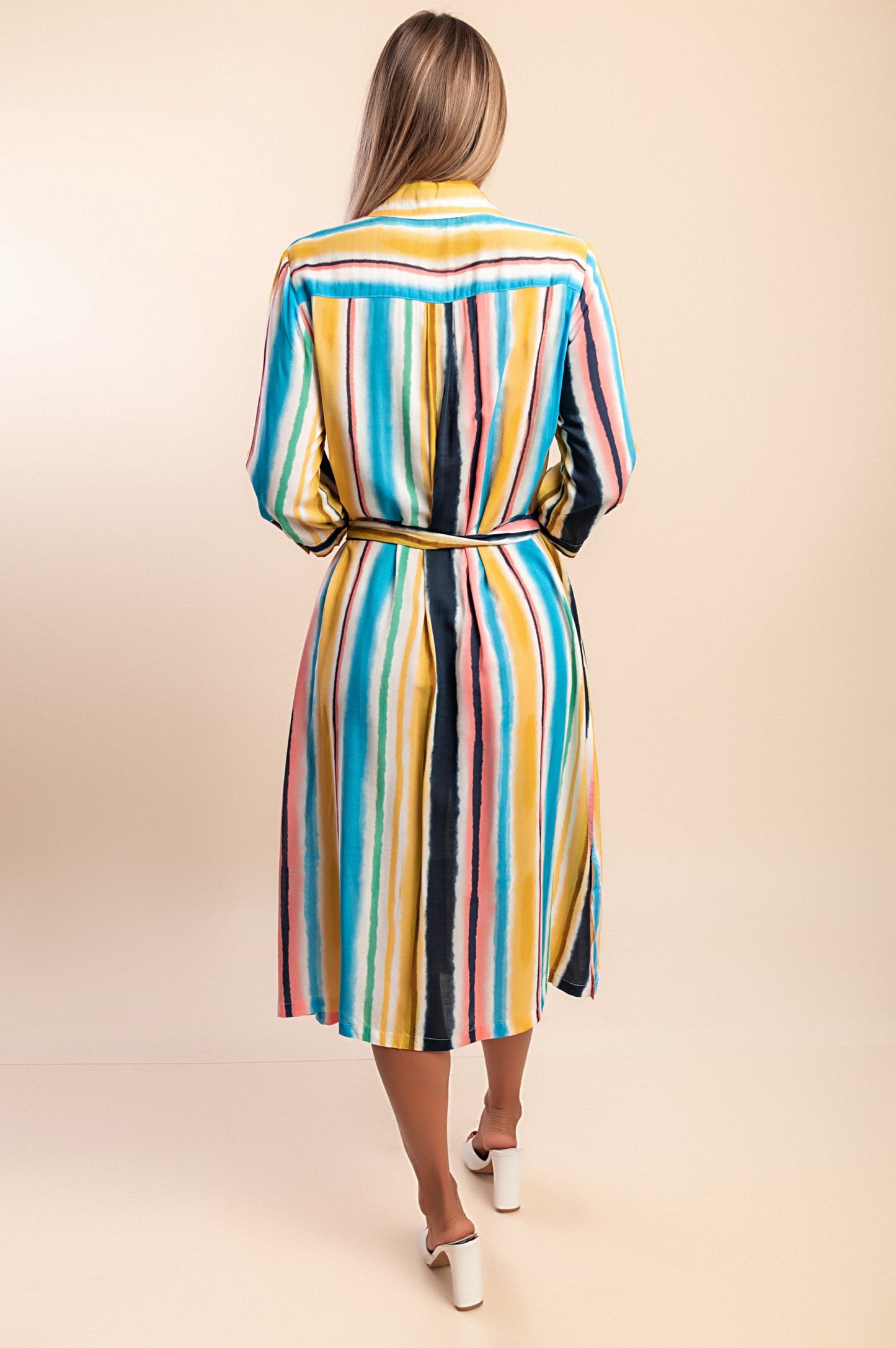 Abito camicia stampato, multicolore