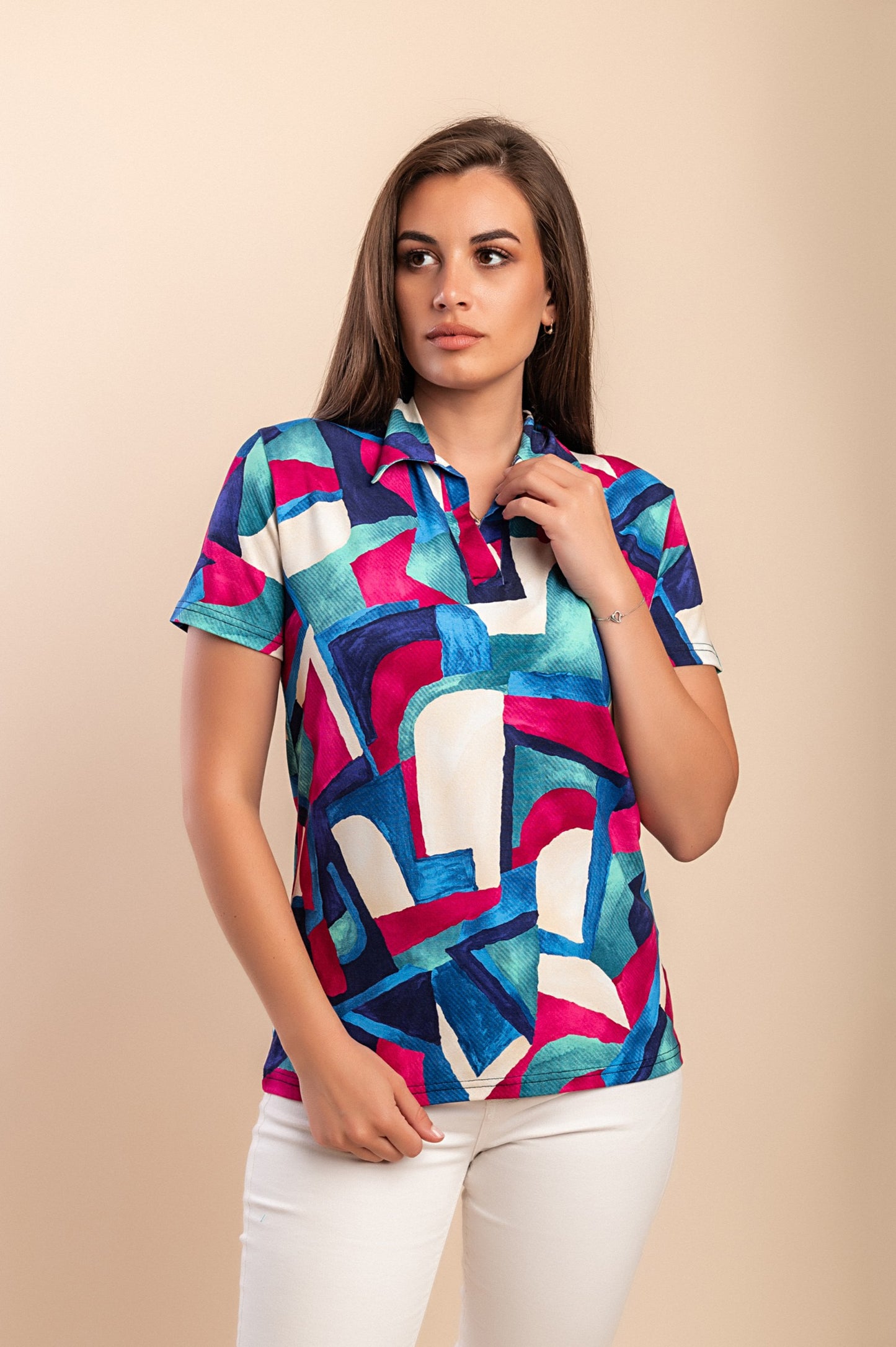 T-shirt stampata con colletto, VAR2