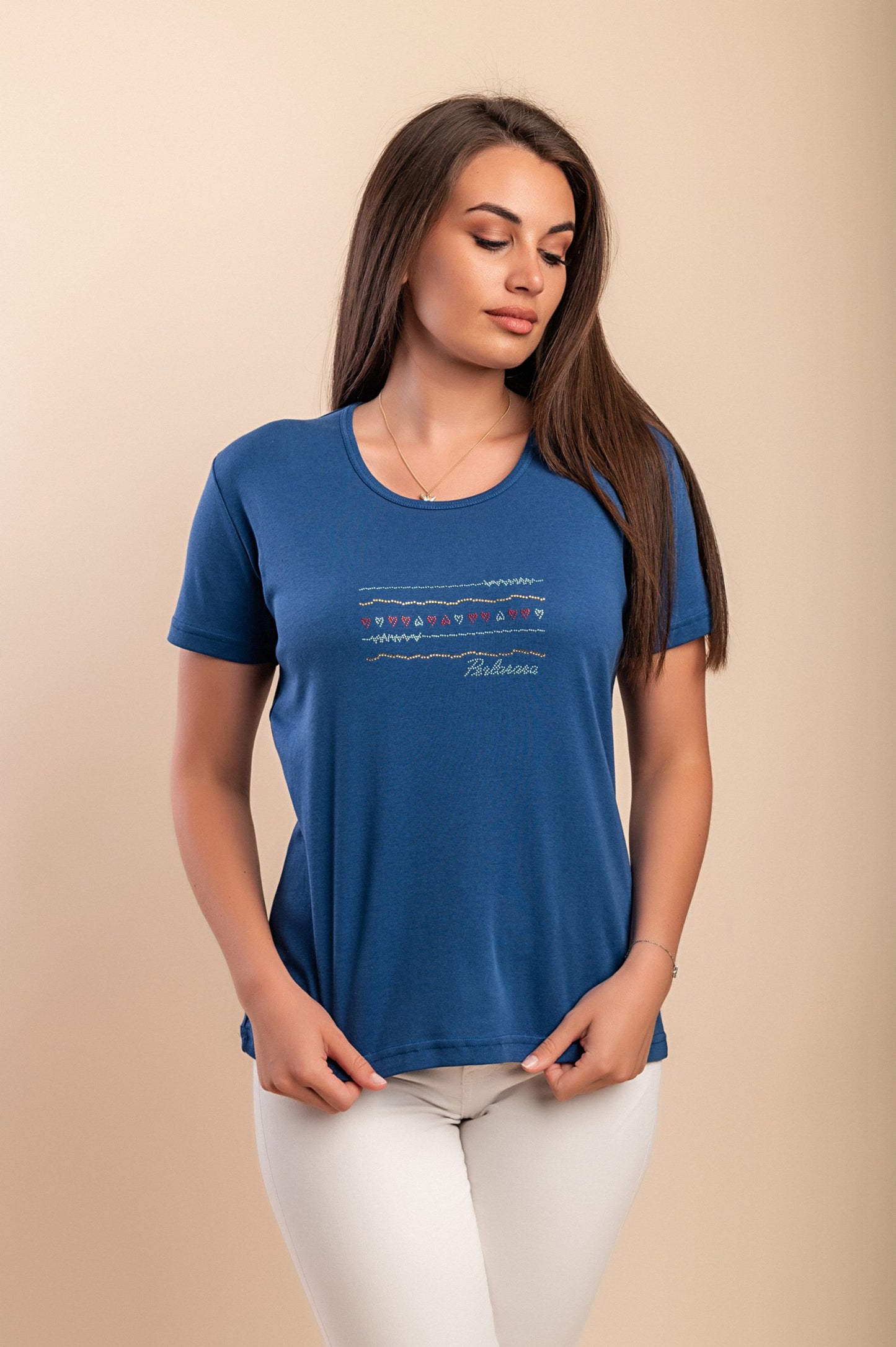 T-shirt in cotone con scollo rotondo, verde