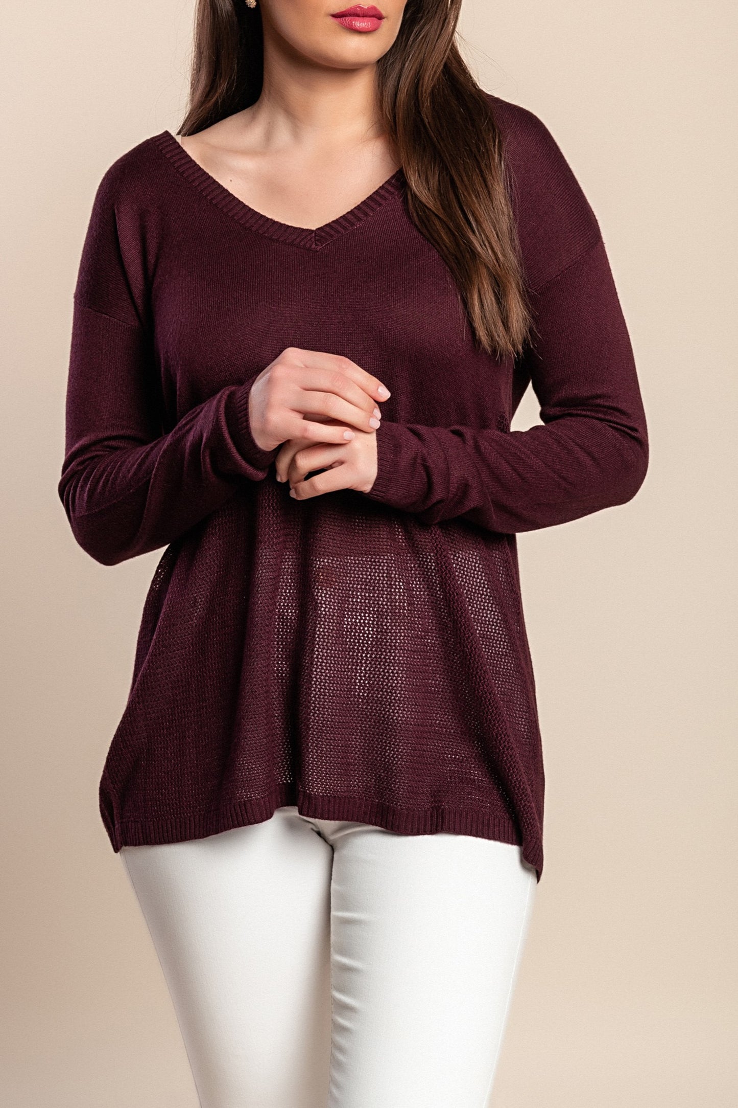 Maglione con bottoni, viola