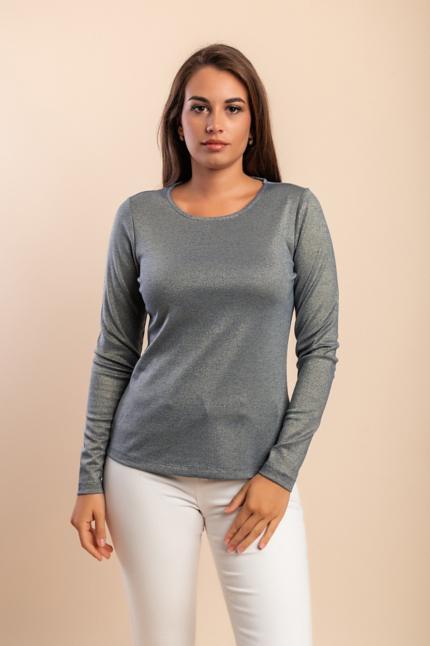 Top girocollo, grigio