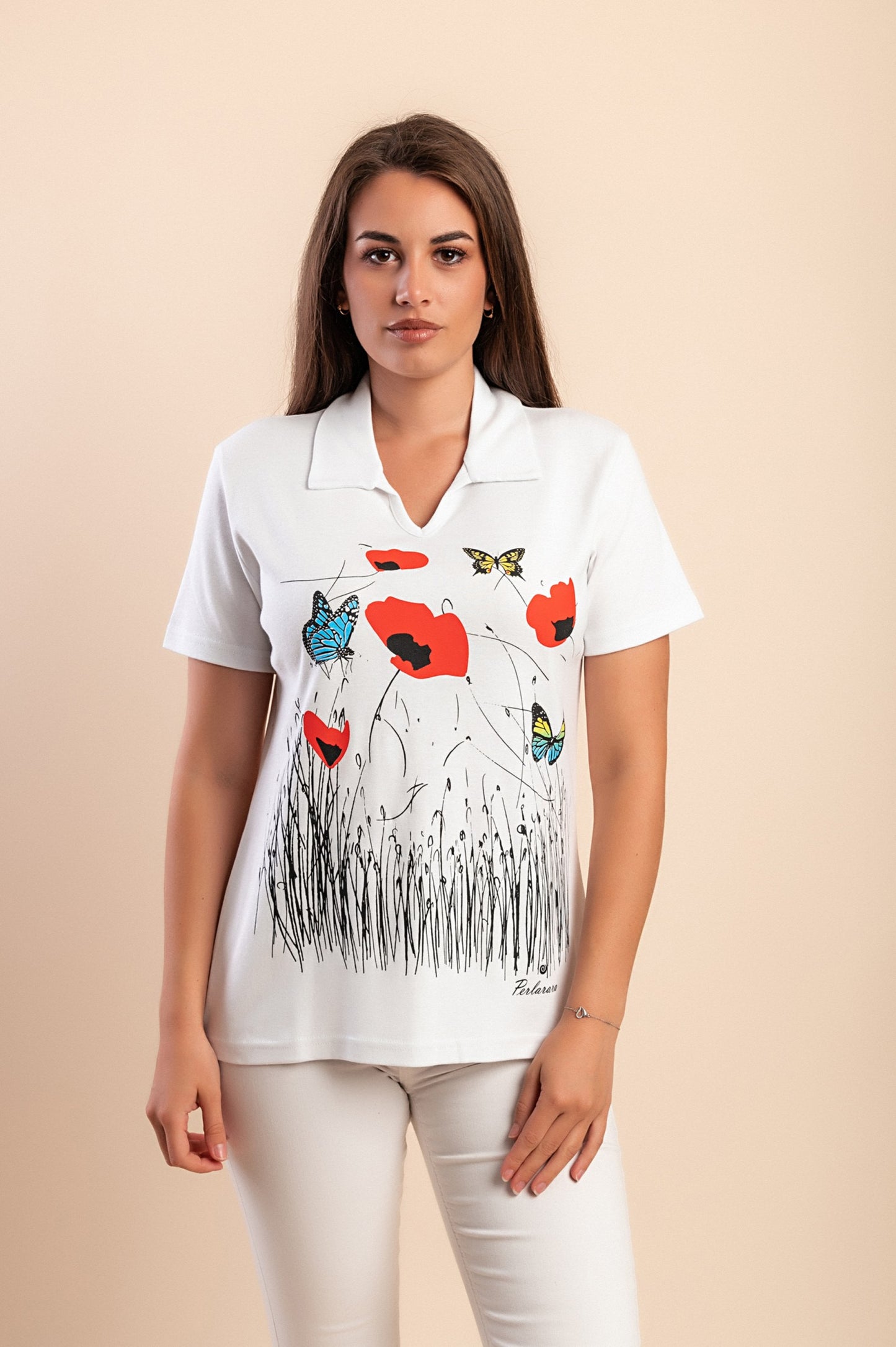 T-shirt in cotone con stampa, bianca