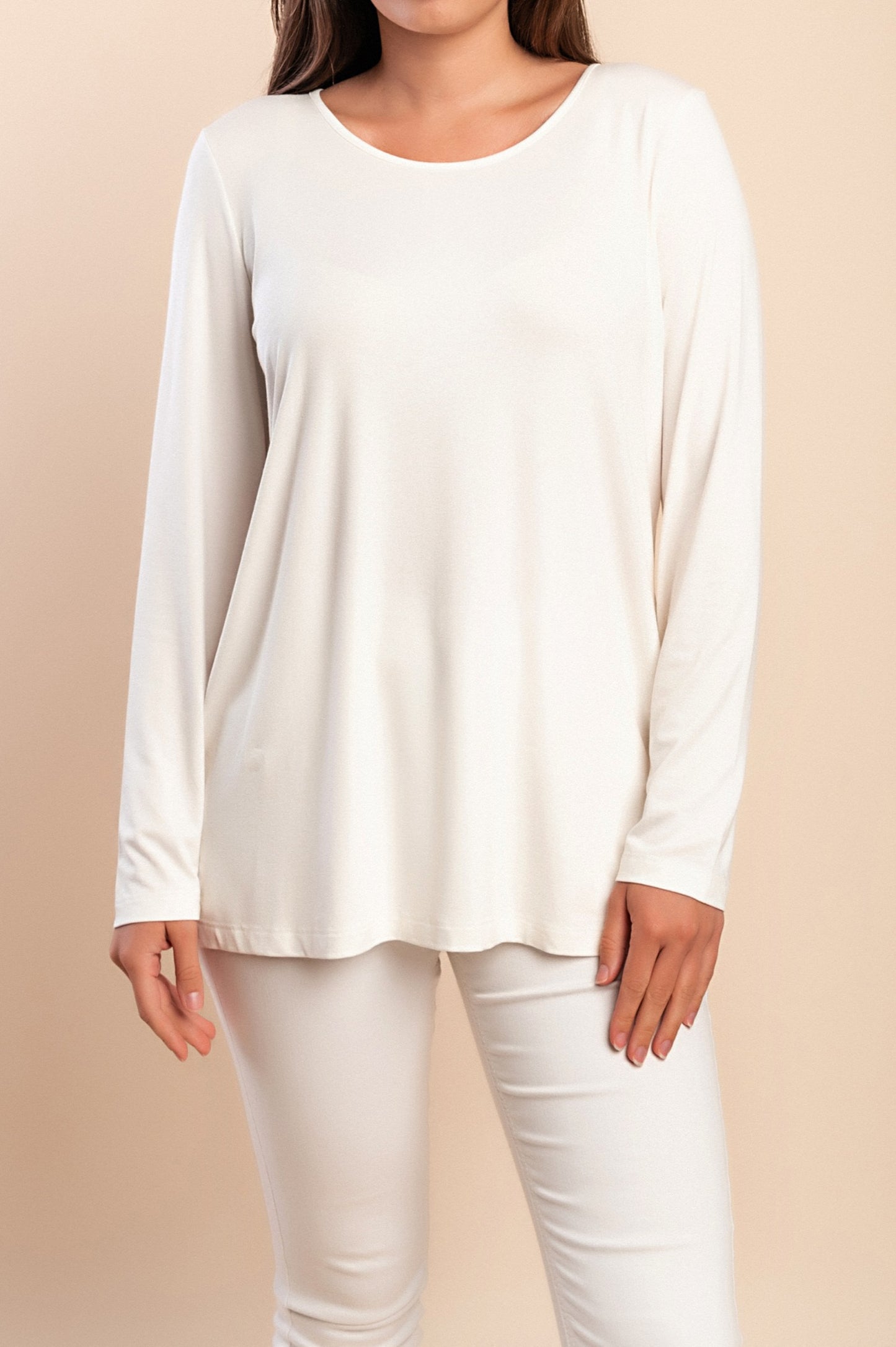 Top in viscosa taglie forti, bianco