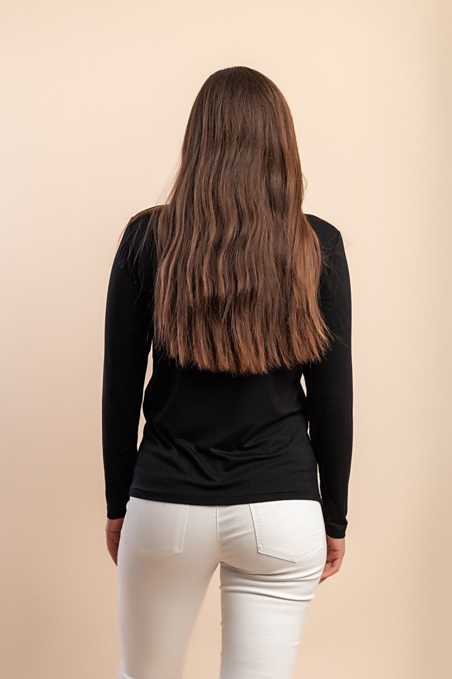 Top in viscosa con collo alto, blu scuro