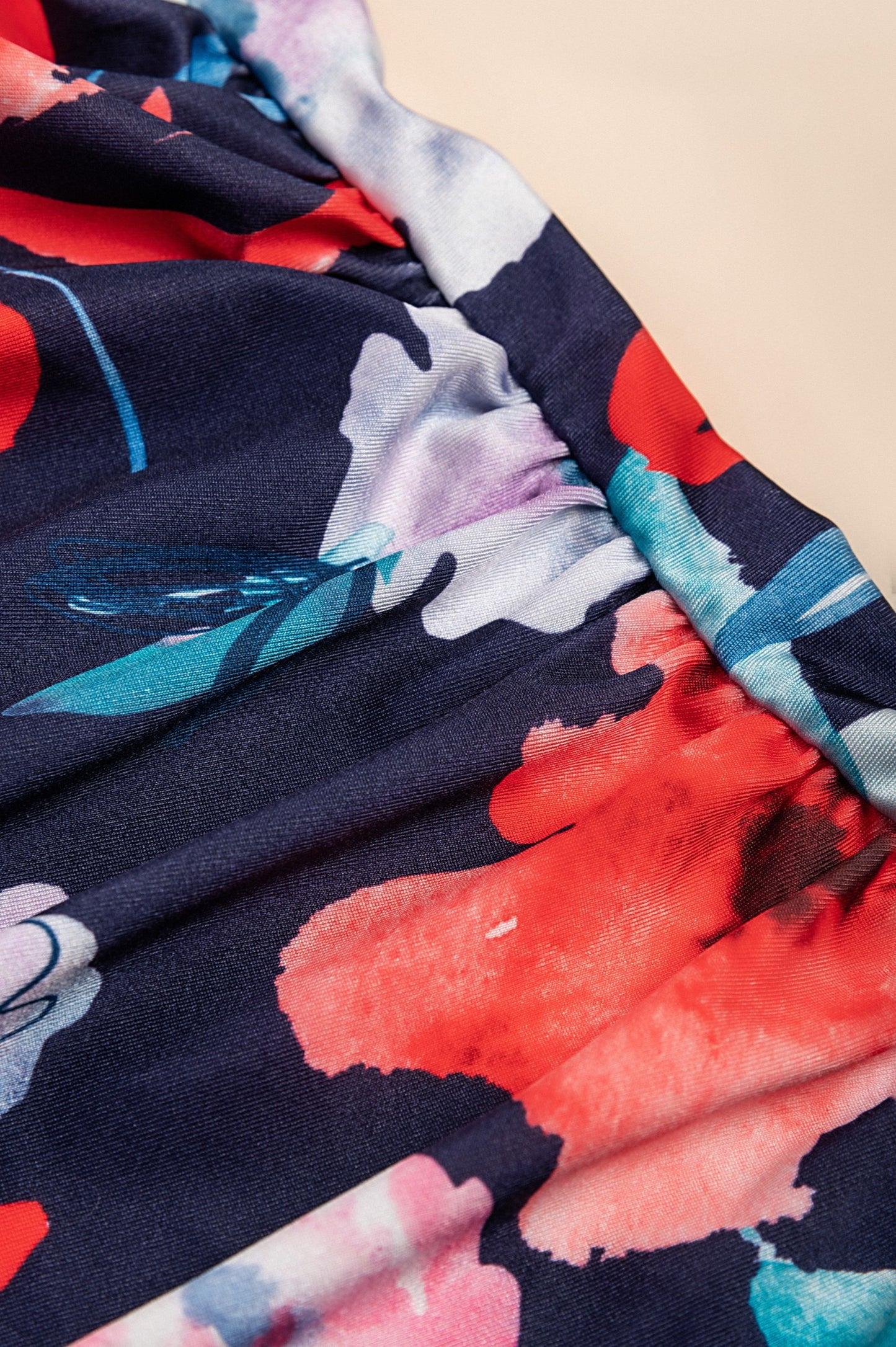 Costume da bagno taglie forti con stampa floreale, blu scuro