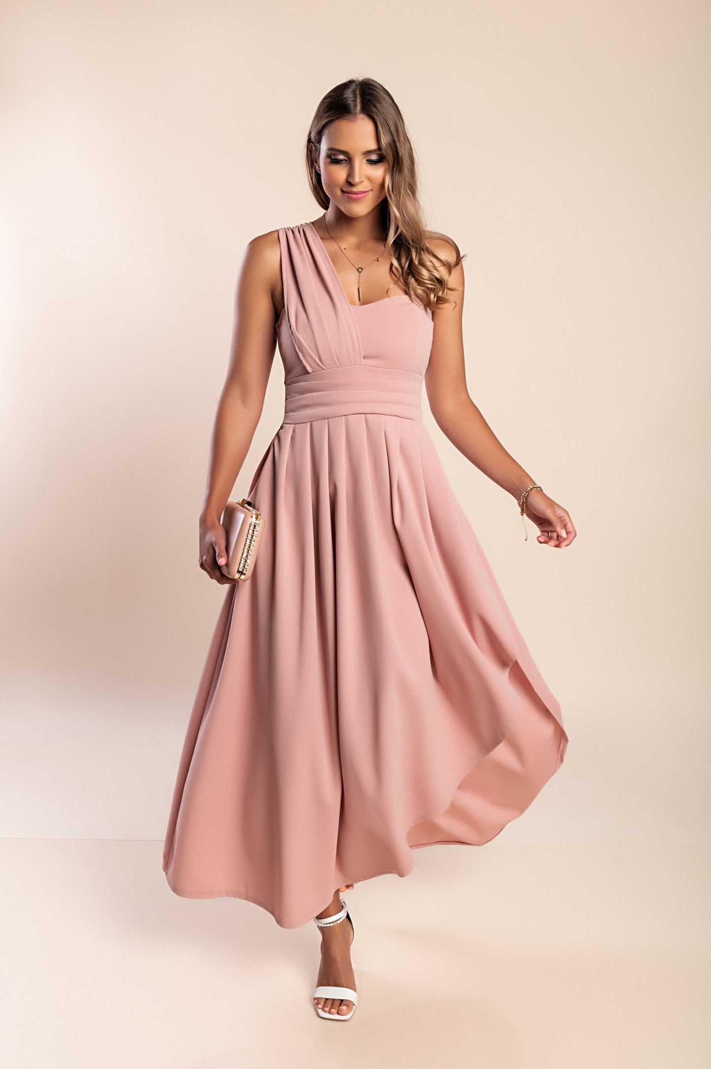 Abito maxi elegante, rosa chiaro