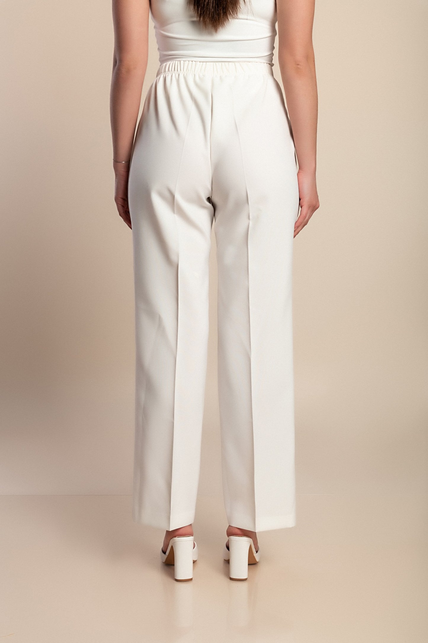 Pantaloni eleganti taglie forti, crema