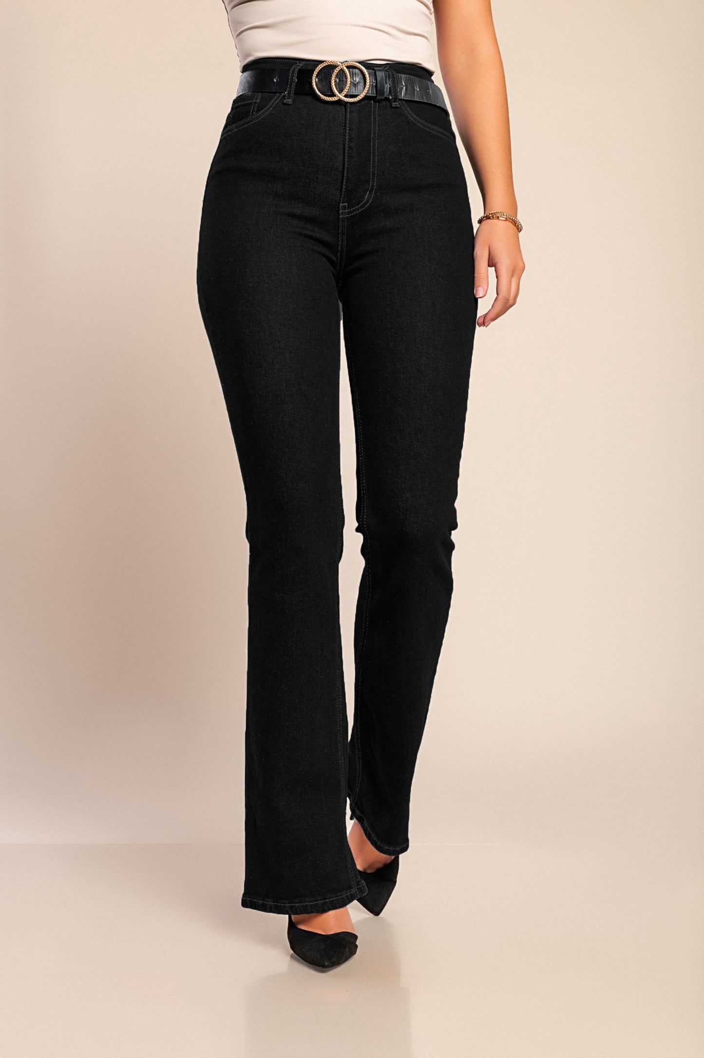 Jeans a zampa d'elefante, blu scuro