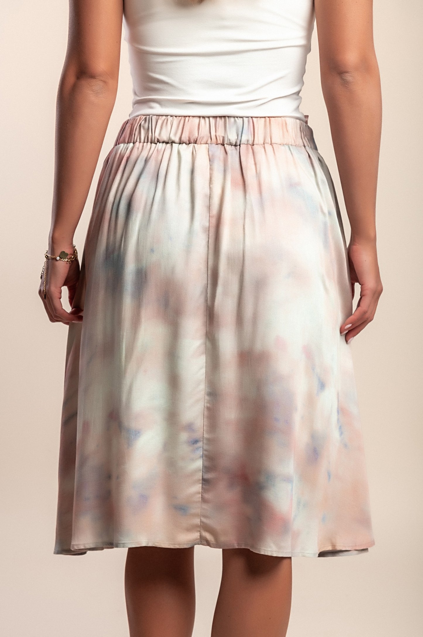 Gonna midi con stampa, grigia