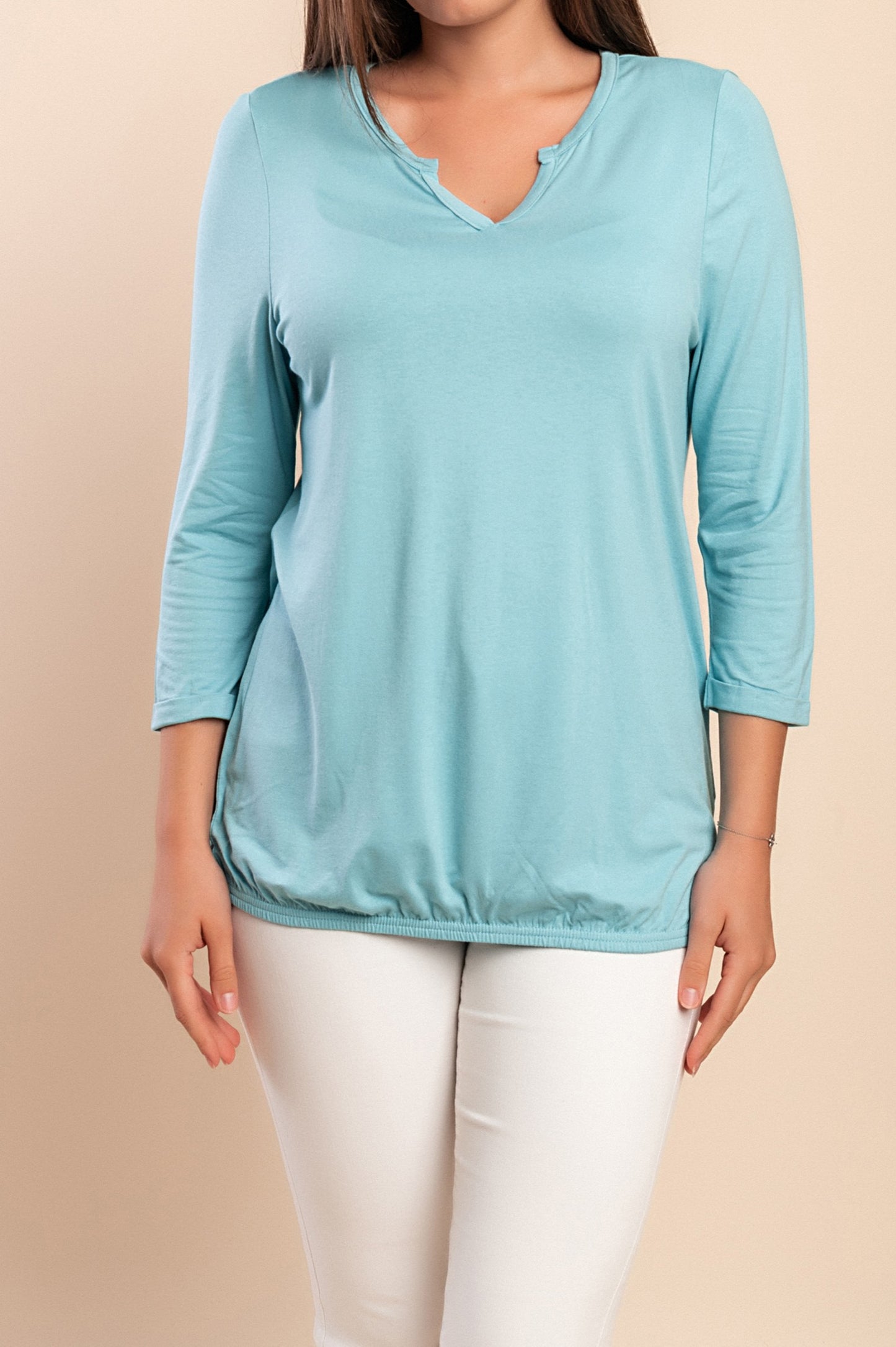 Top in viscosa taglie forti, blu