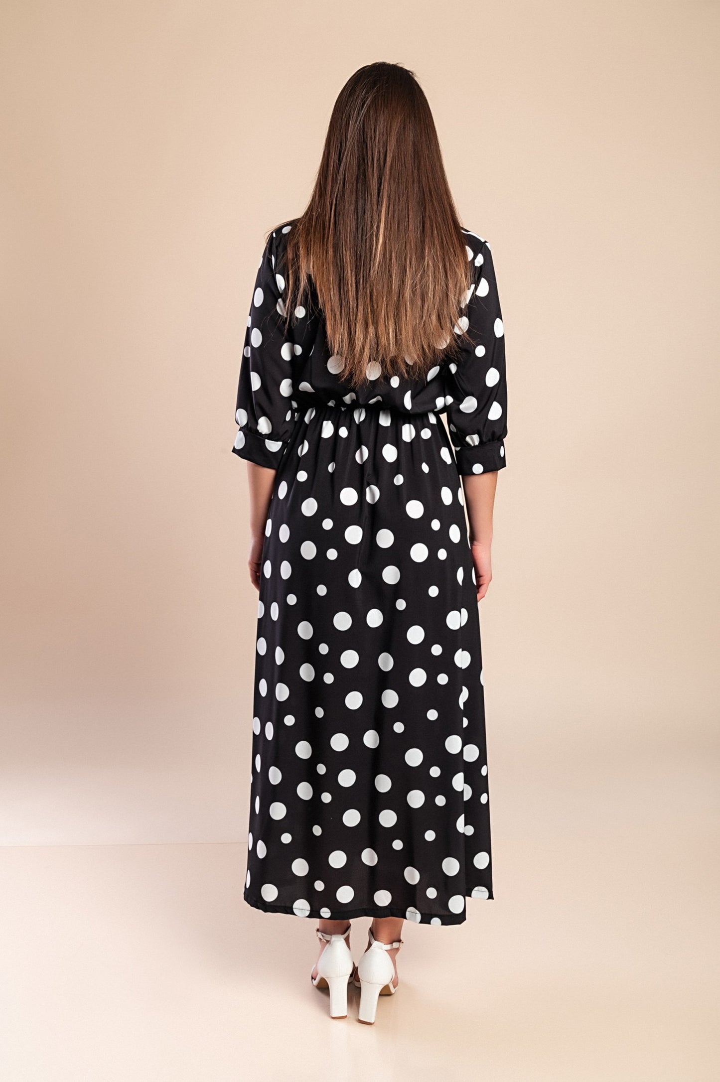 VESTITO MAXI ELEGANTE CON STAMPO MORI