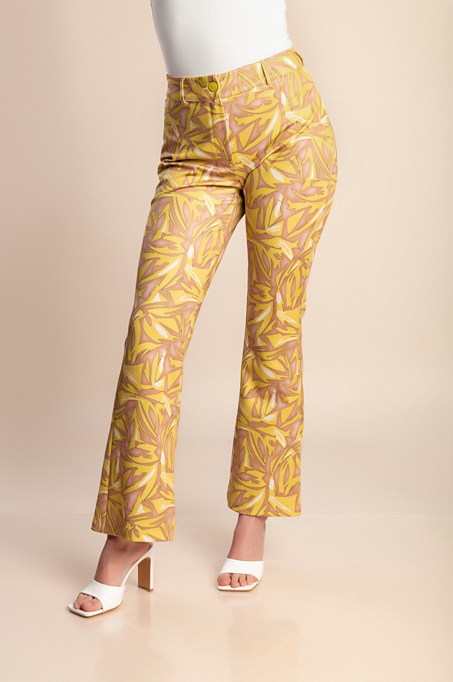 Pantaloni stampati taglie forti, gialli