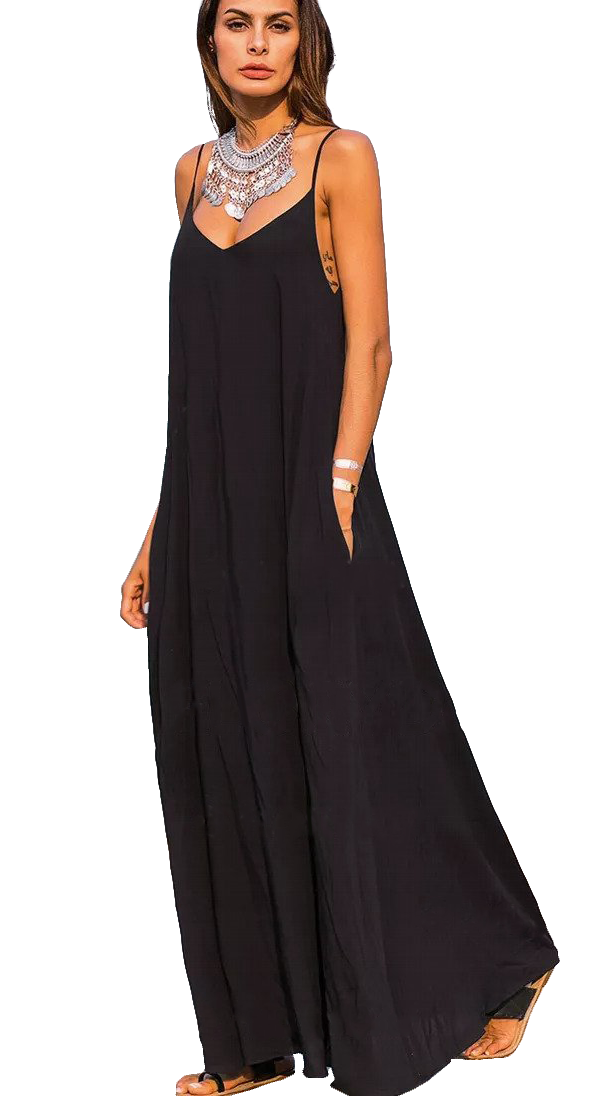 Vestito estivo lungo Yasmine, nero