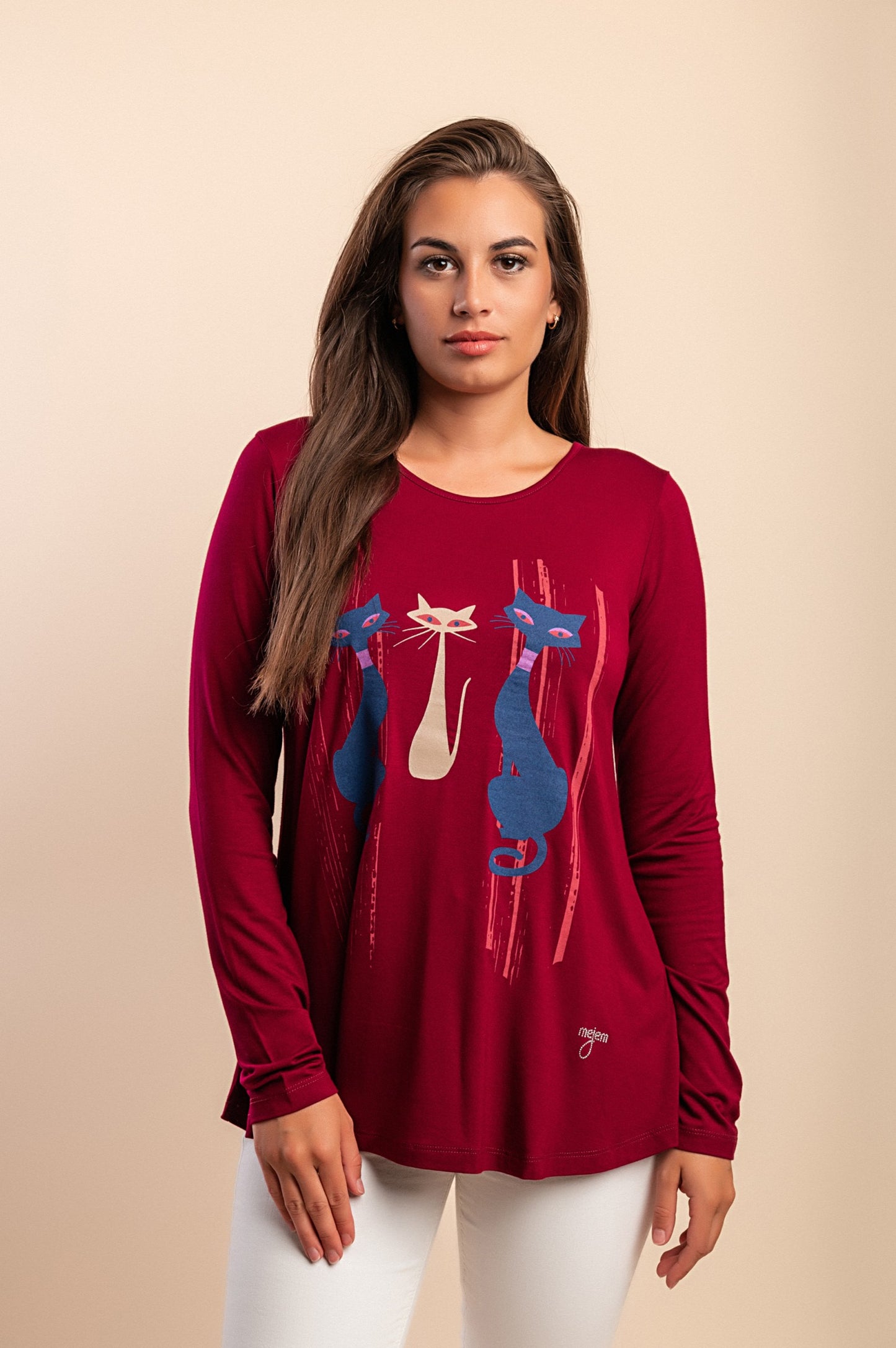 Maglia a maniche lunghe, bordeaux