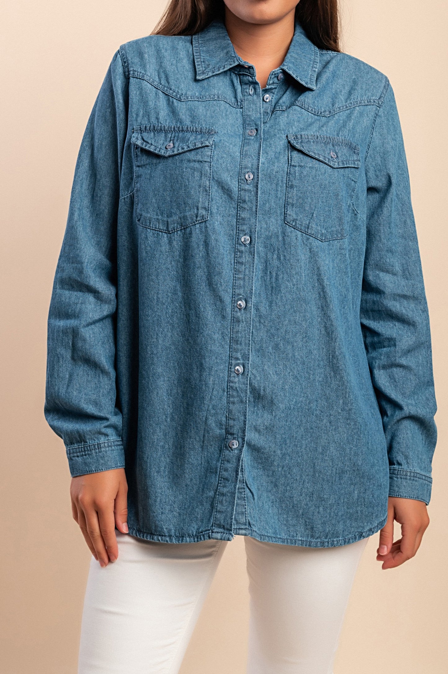 Camicia in denim taglie forti, blu