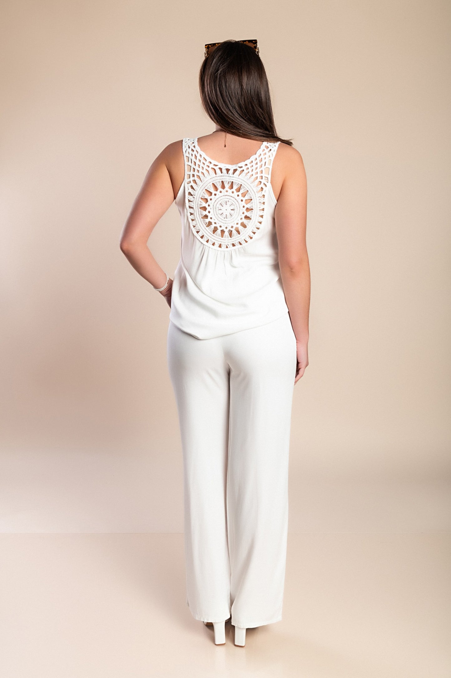 Set con dettagli all'uncinetto, bianco