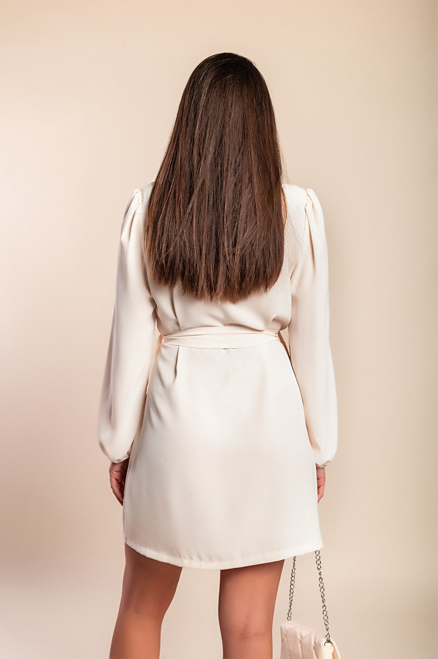 Mini abito con cintura, beige