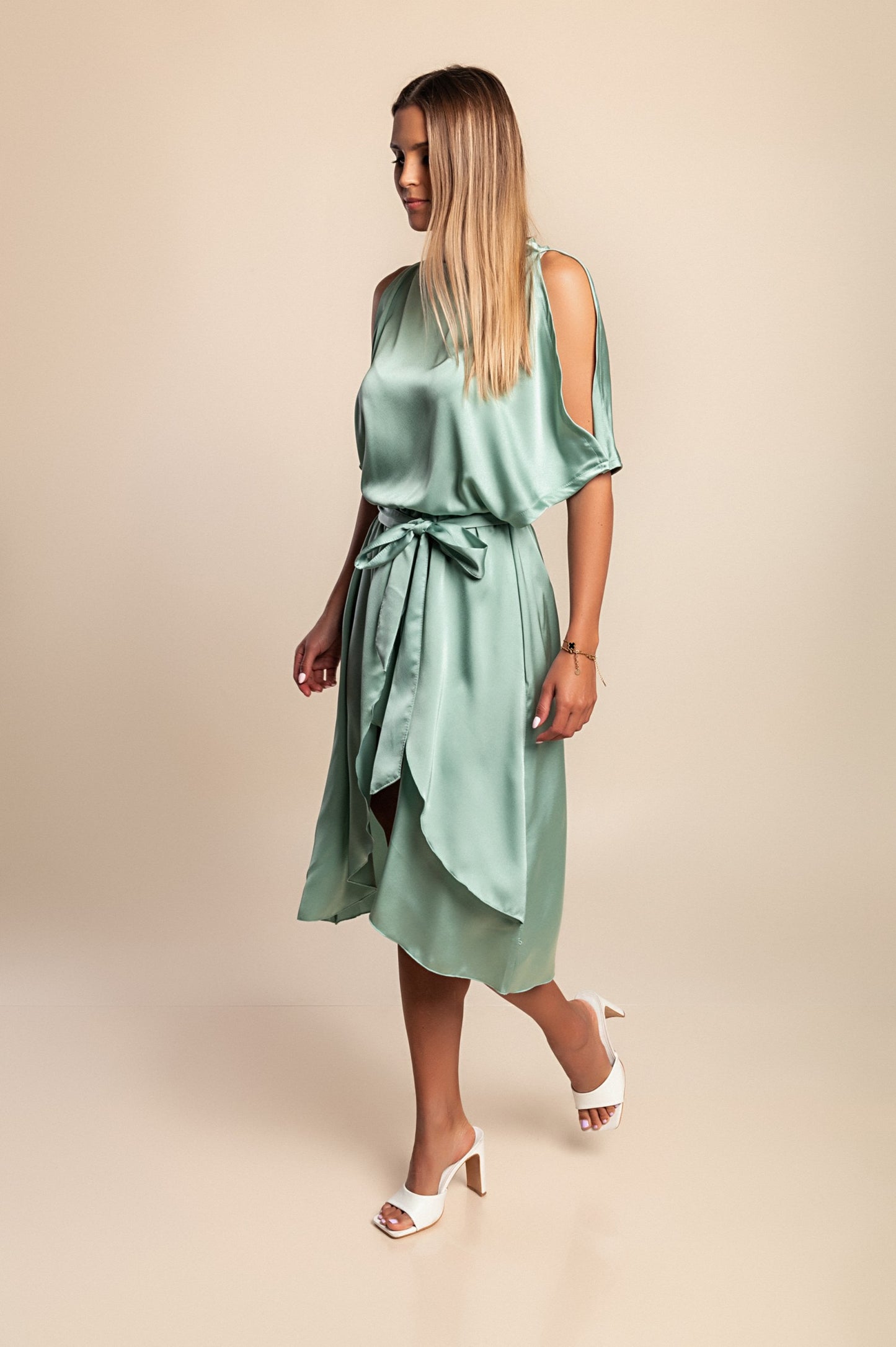 Elegante abito midi con cut-out Thiena, fucsia