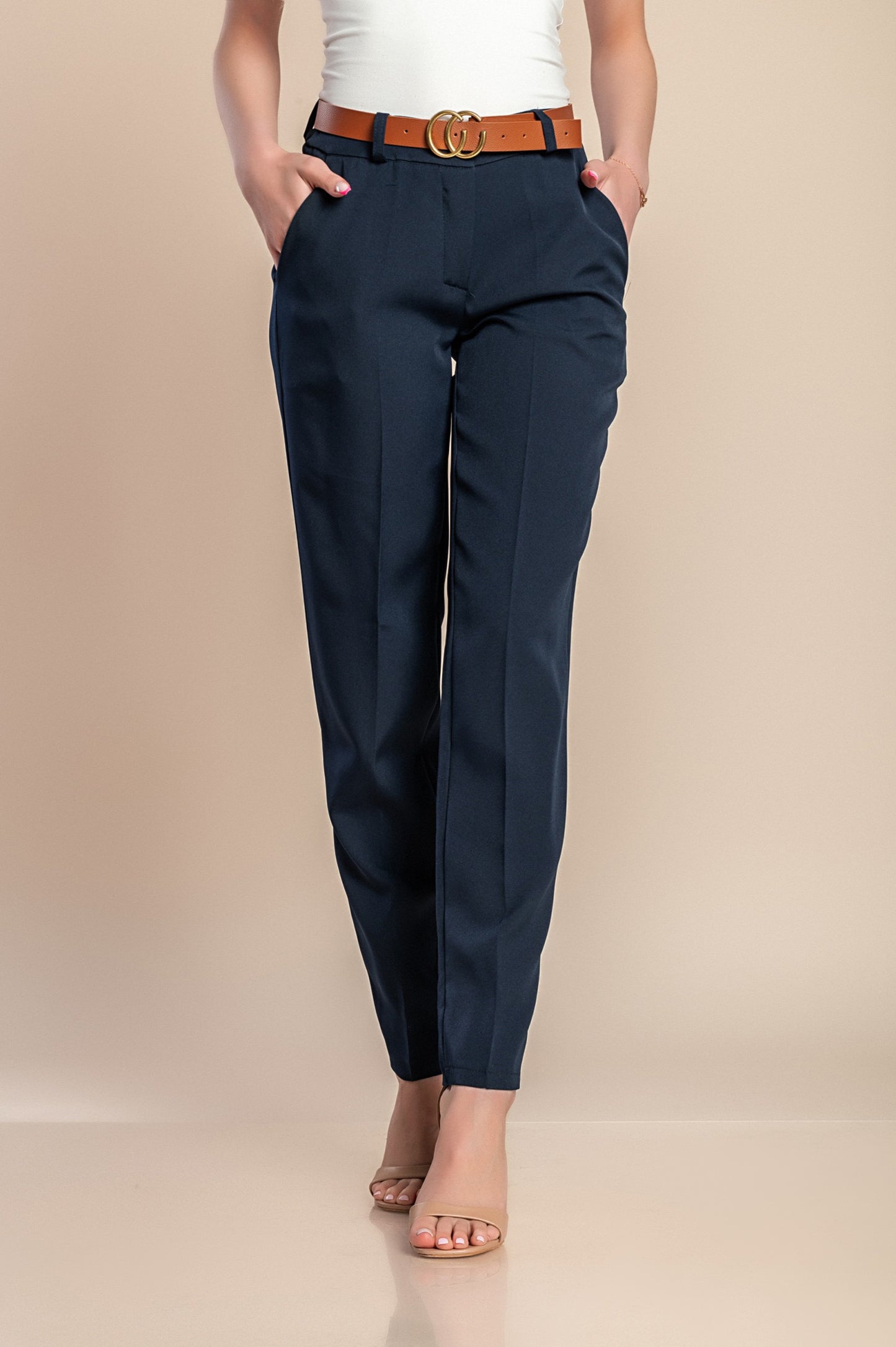Pantaloni eleganti lunghi con pantalone dritto Tordina, nero