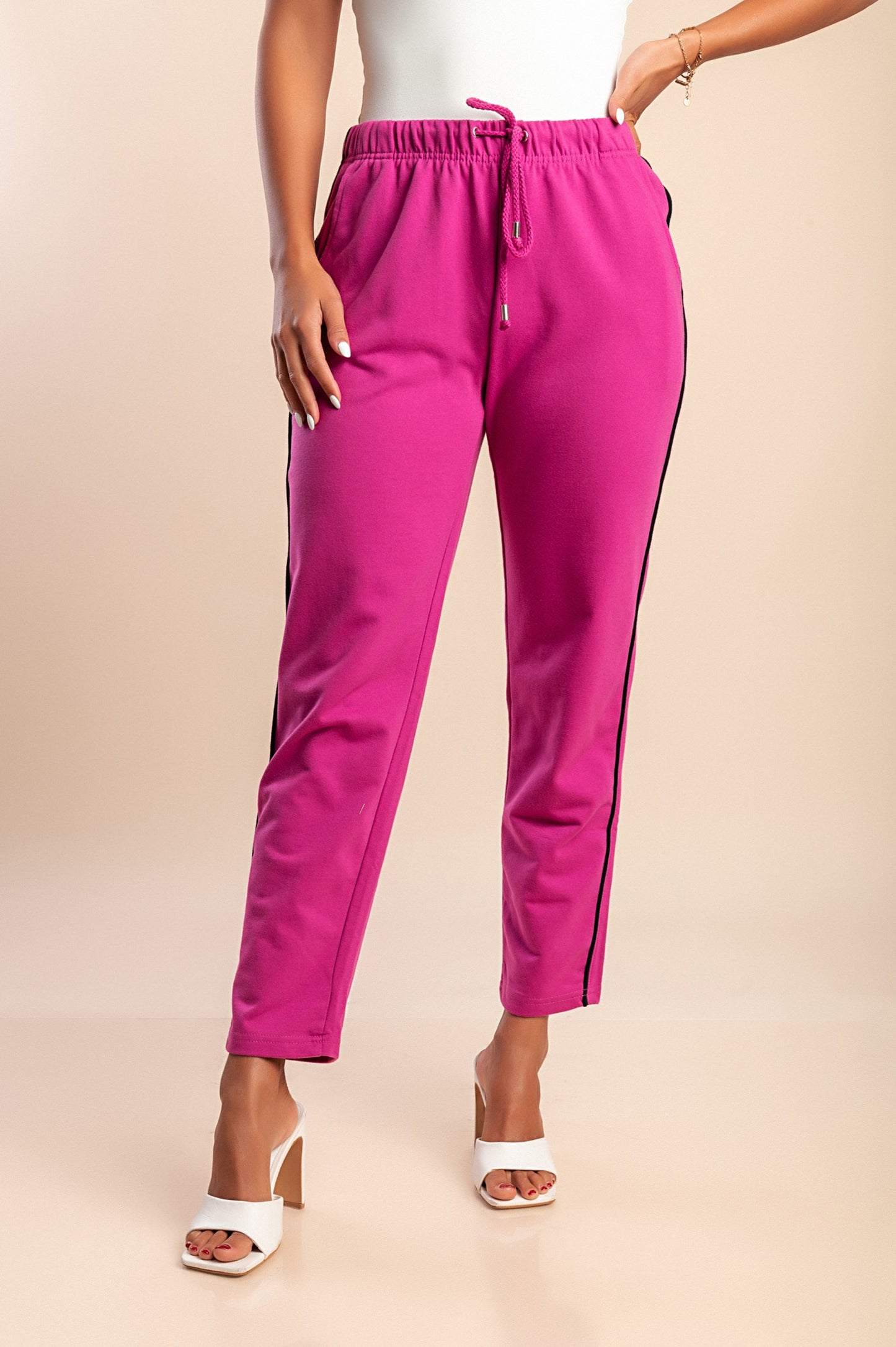 Pantaloni di cotone taglie forti, viola