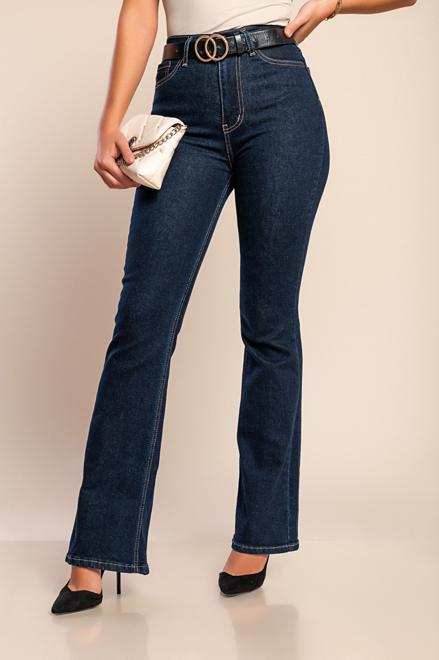 Jeans a zampa d'elefante, blu scuro