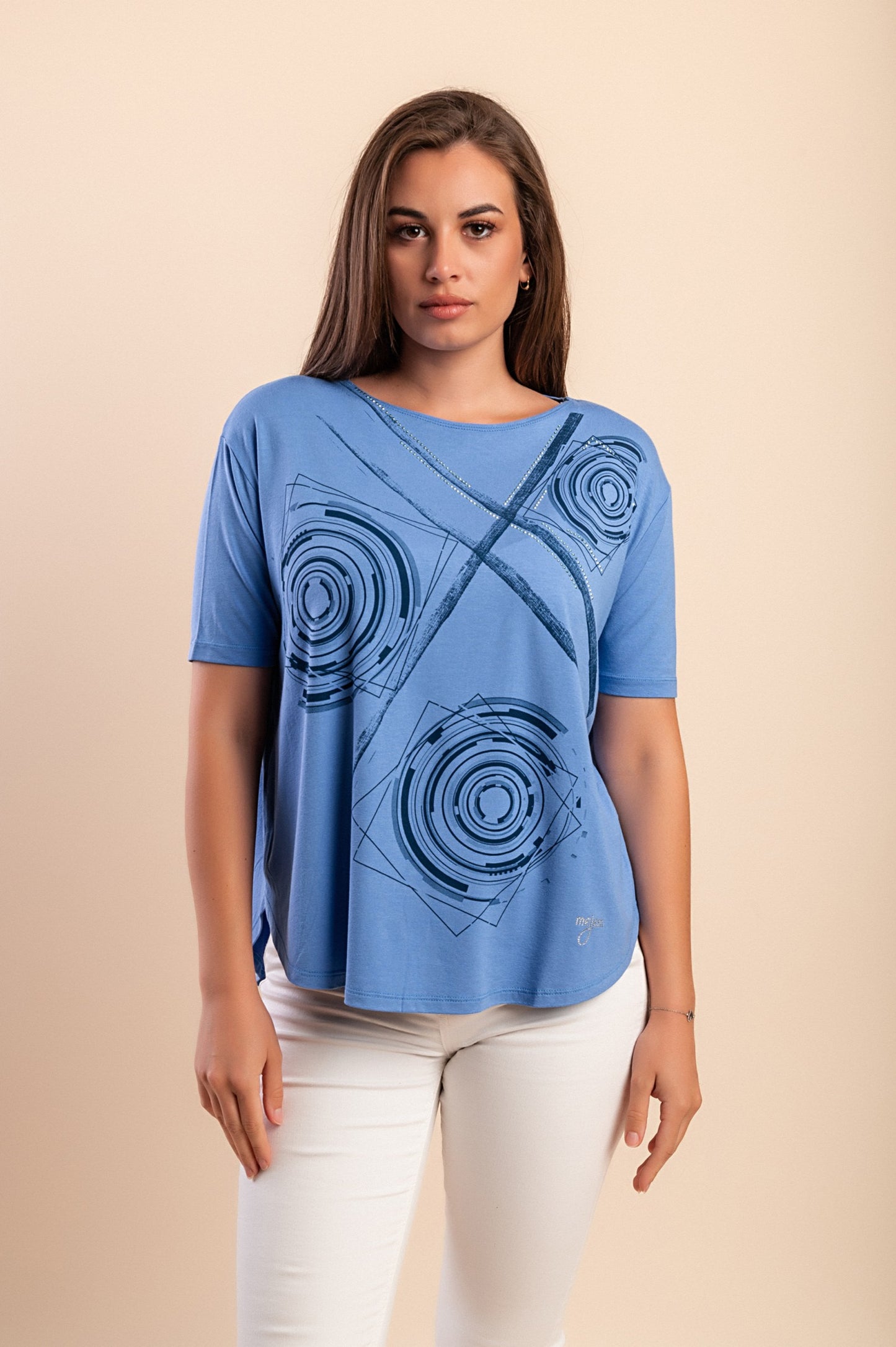 Maglietta con stampa, blu
