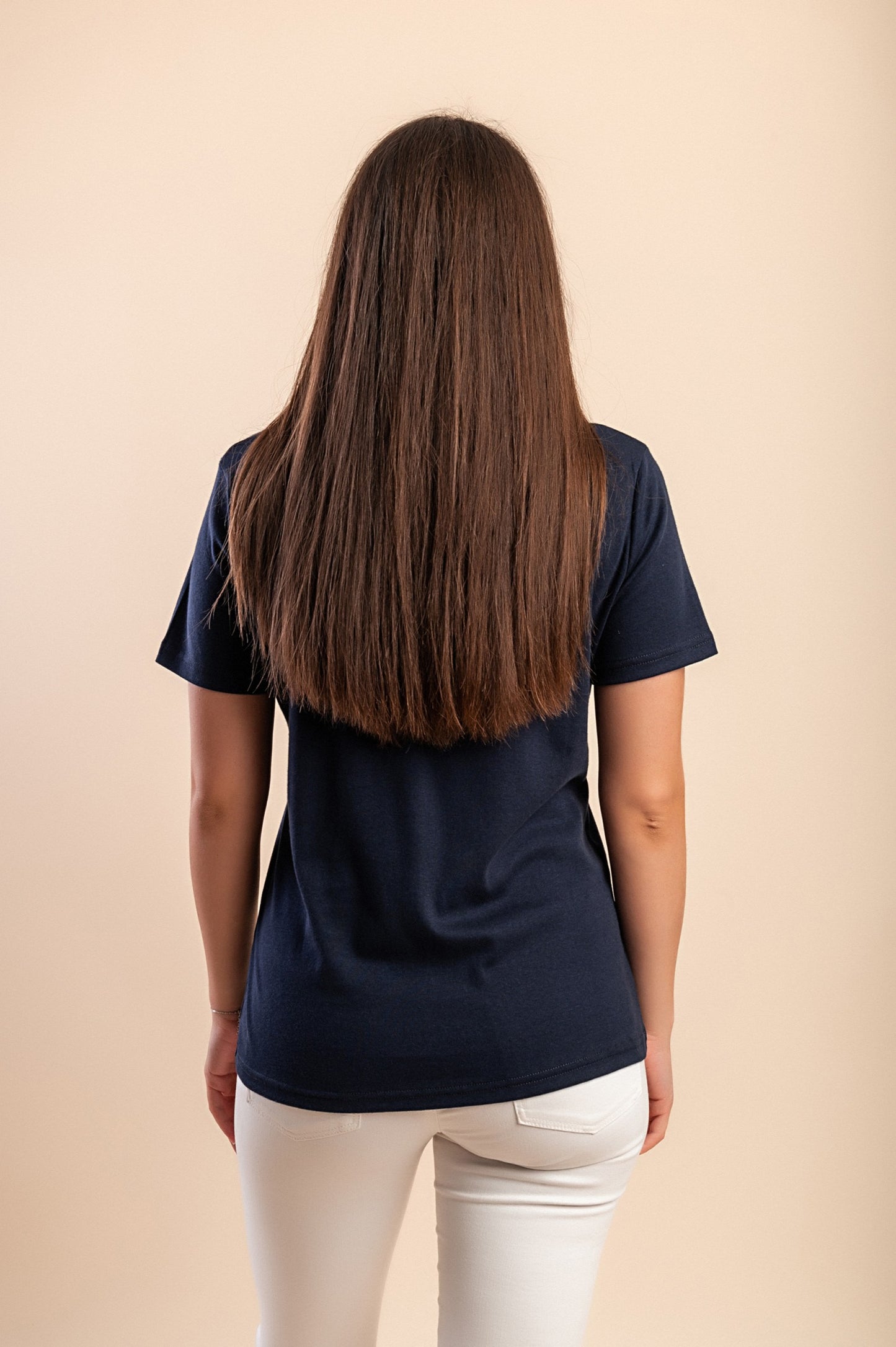 T-shirt in cotone con colletto, blu scuro