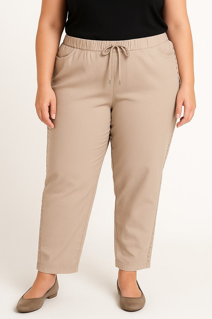 Pantaloni di cotone taglie forti, grigi