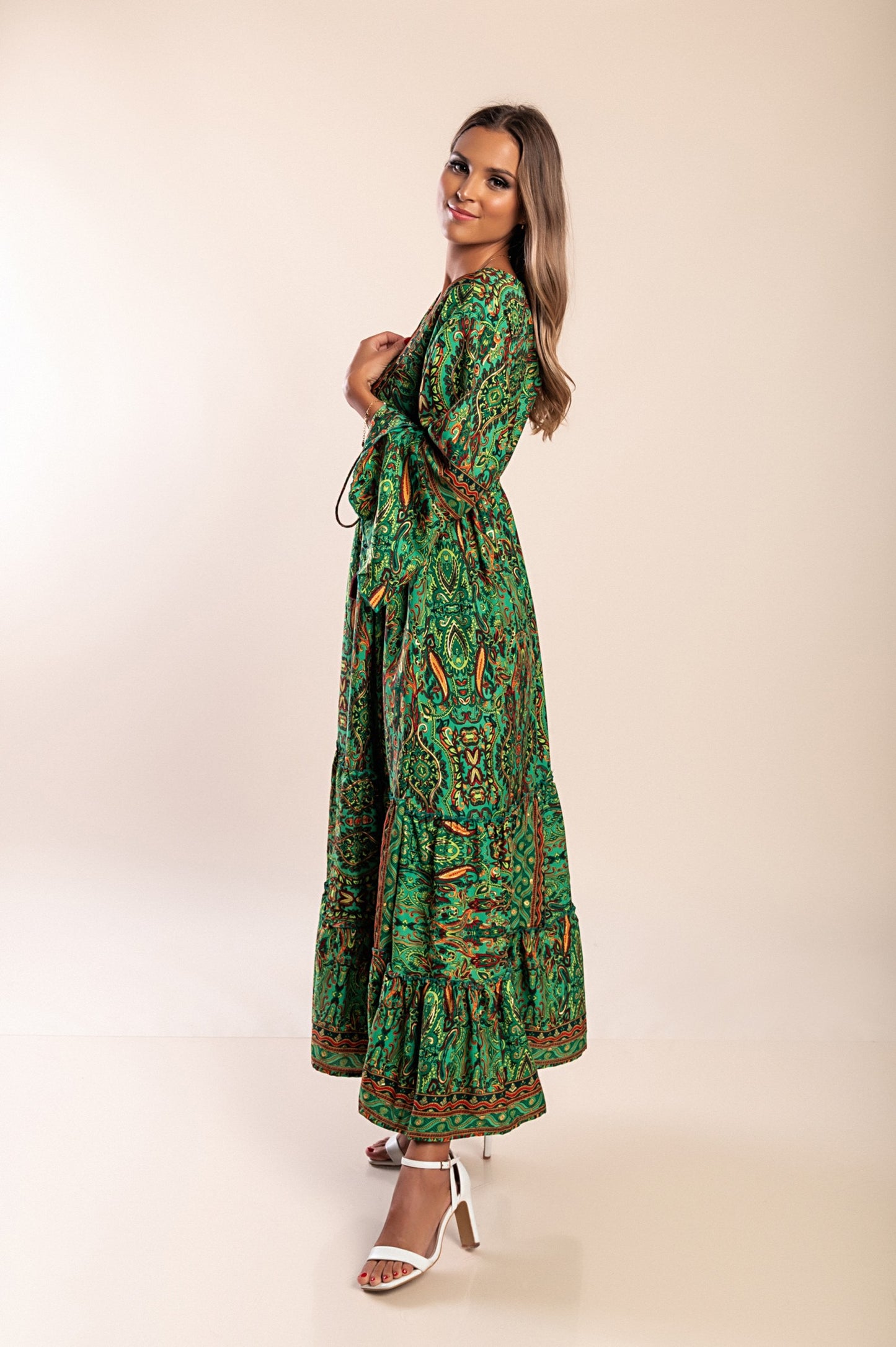 Abito maxi con stampa, blu