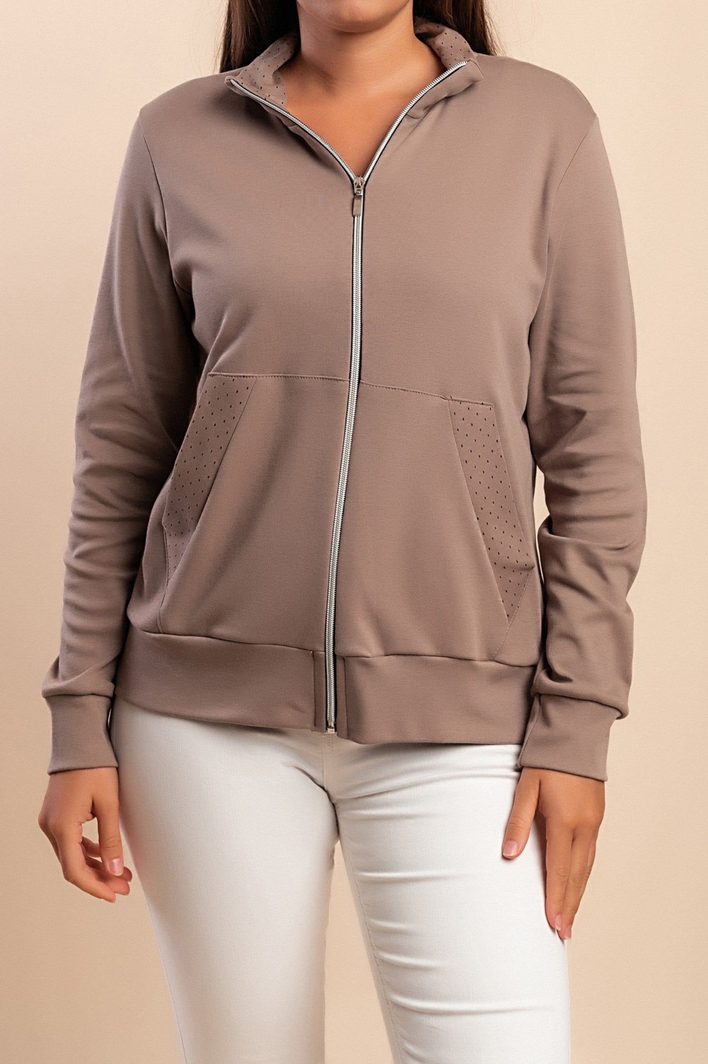 Felpa con zip in cotone, nera