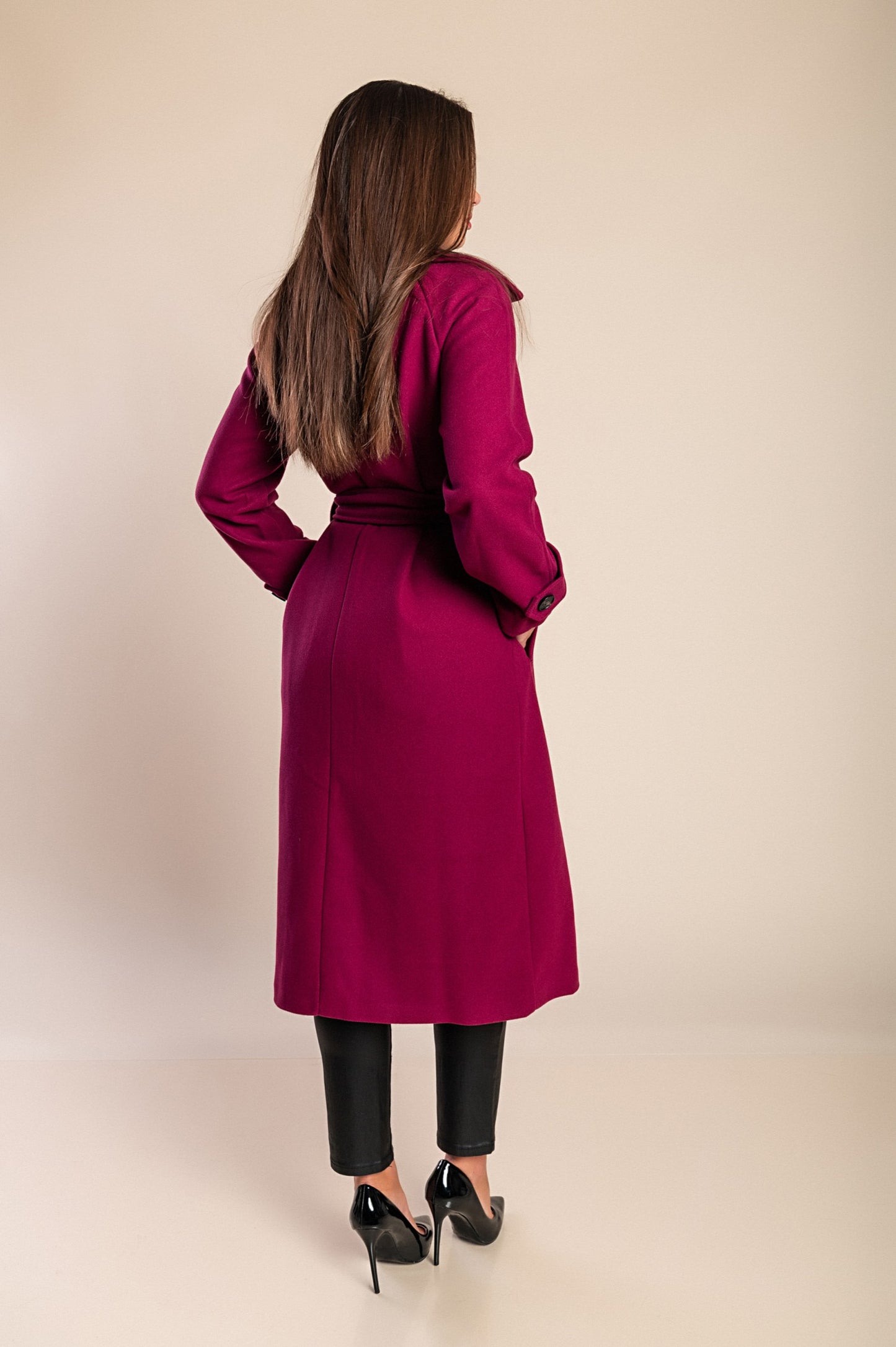 Cappotto elegante con bottoni, fucsia