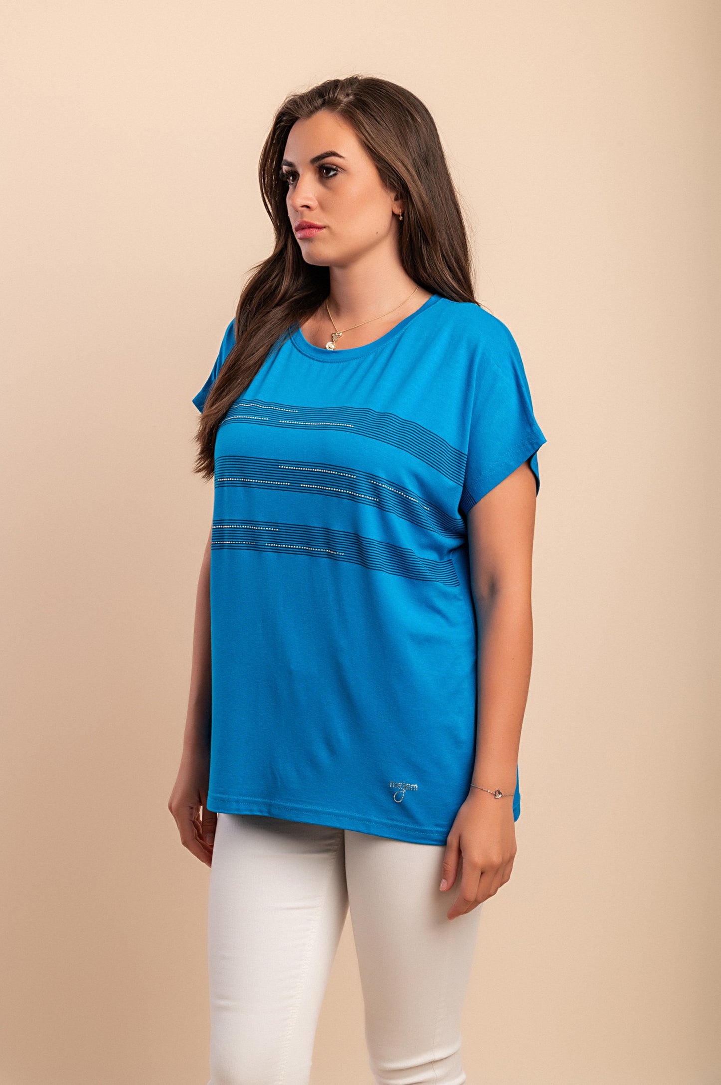 T-shirt girocollo, blu reale