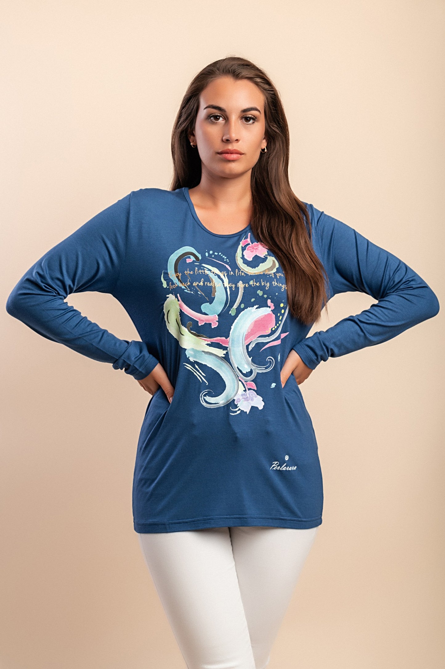 Top stampato, blu