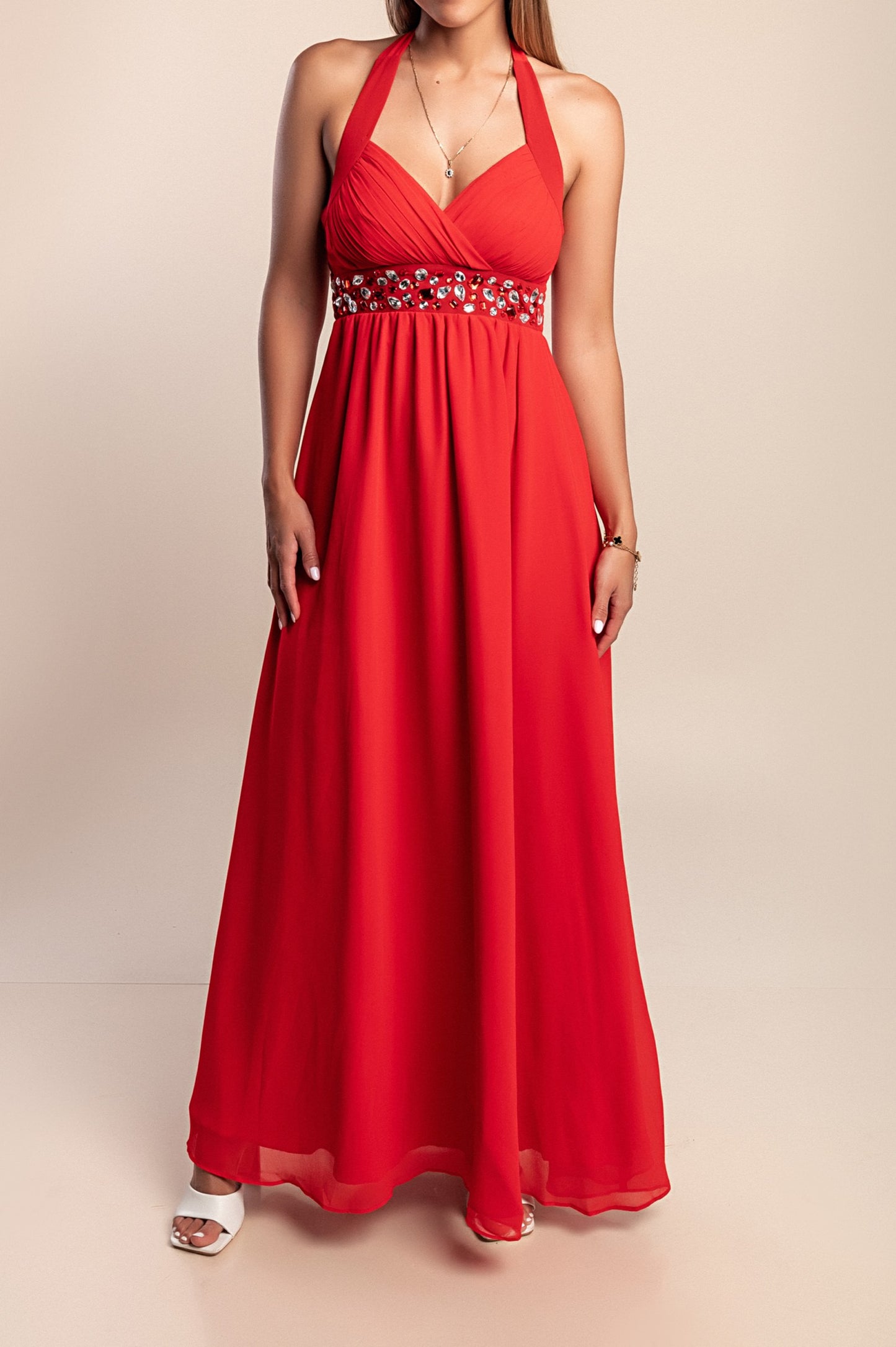 Elegante abito lungo, rosso