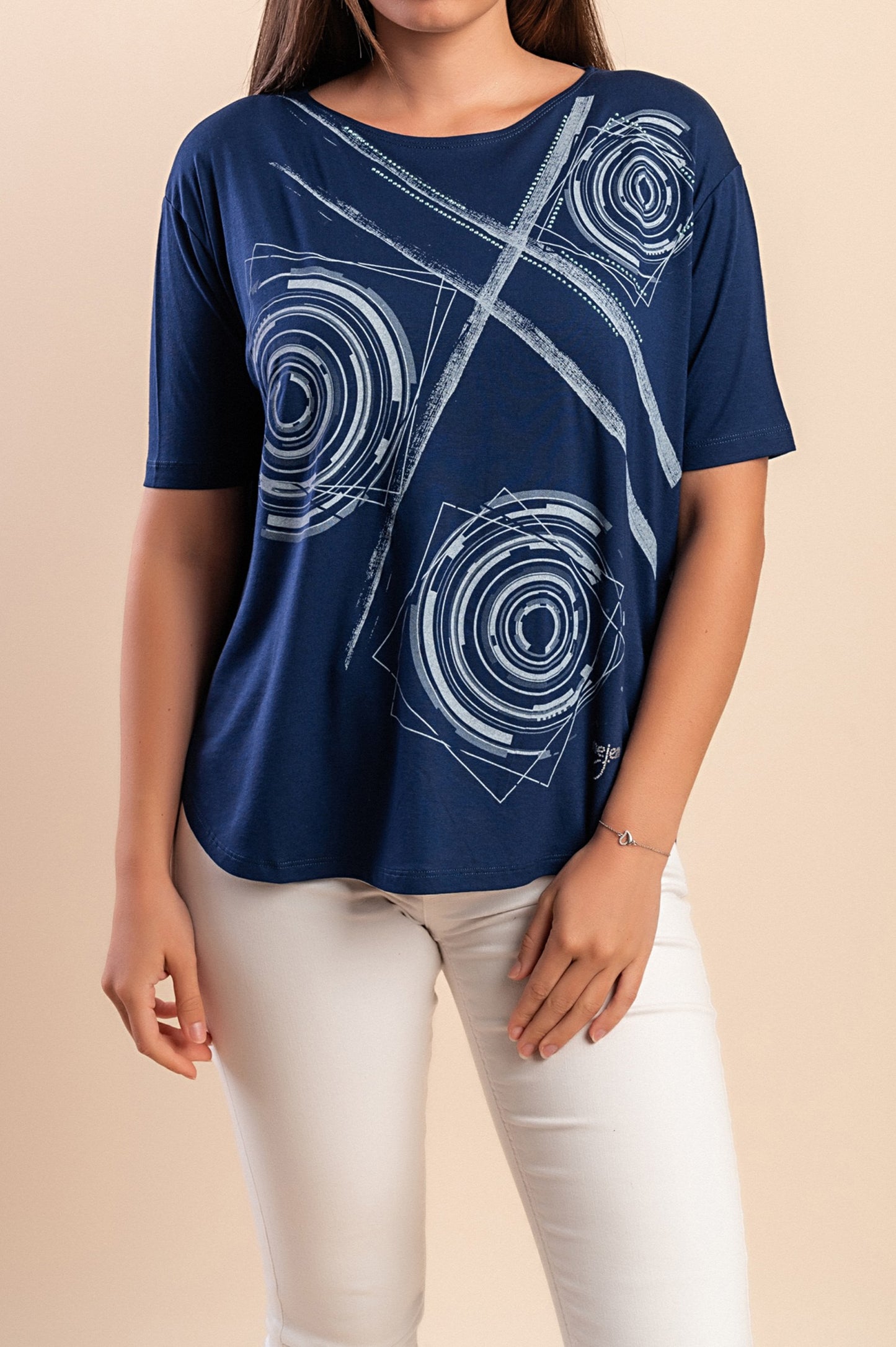 Maglietta con stampa, blu