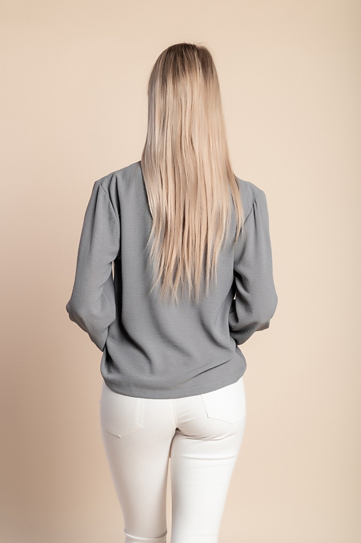 Camicetta girocollo, grigio chiaro