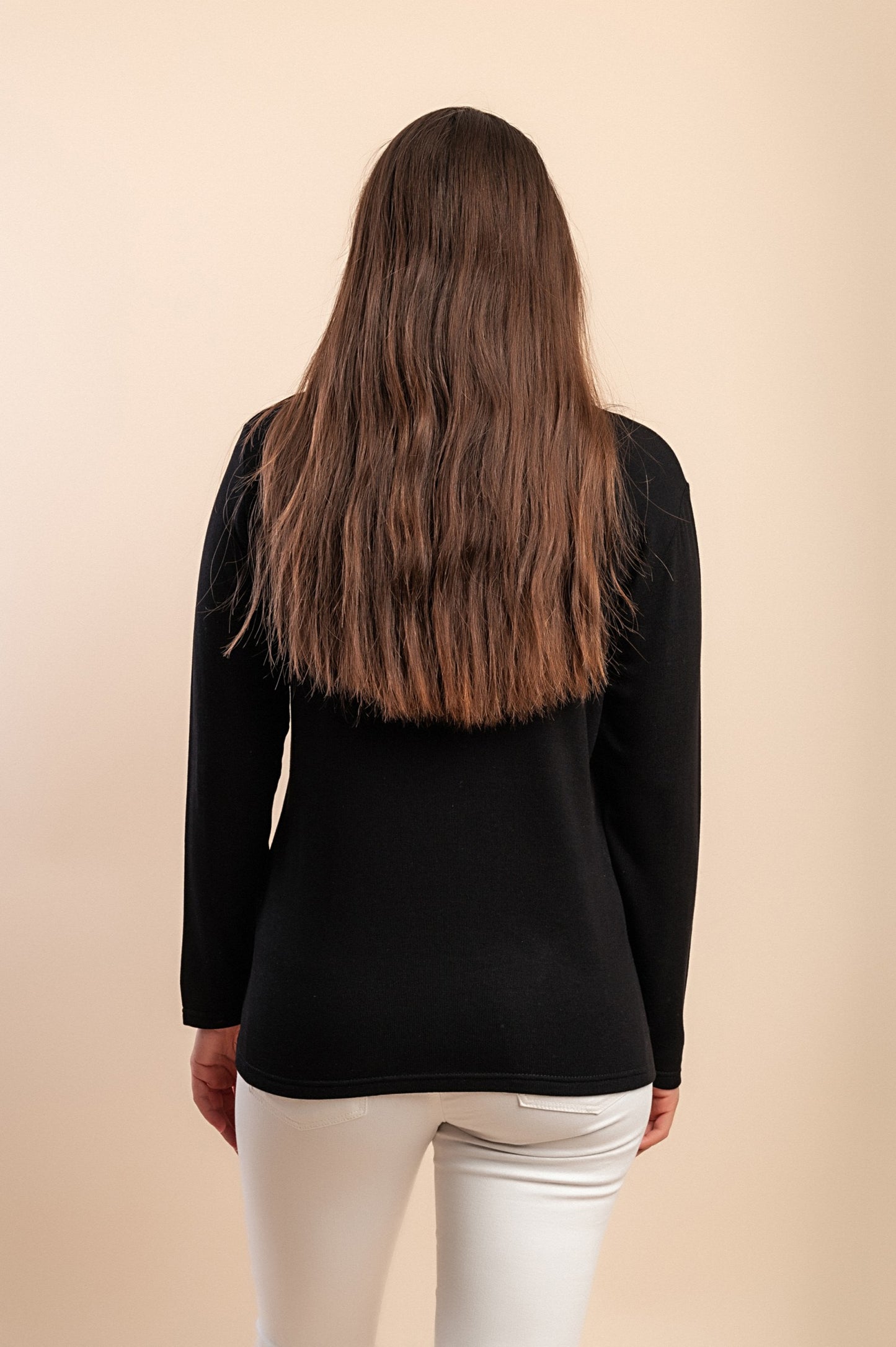 Maglia in cotone a maniche lunghe, nera