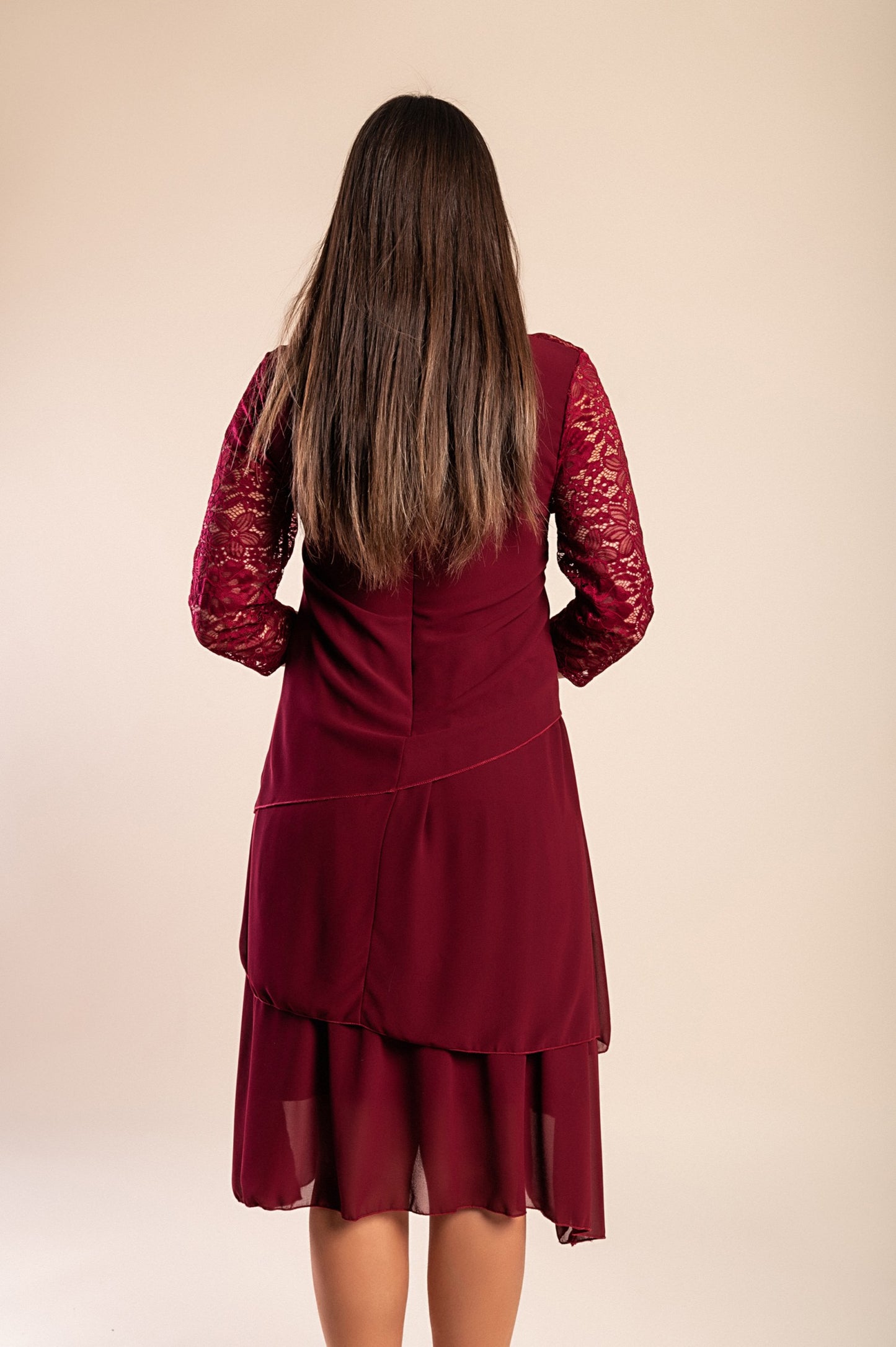 Abito elegante con pizzo, blu scuro
