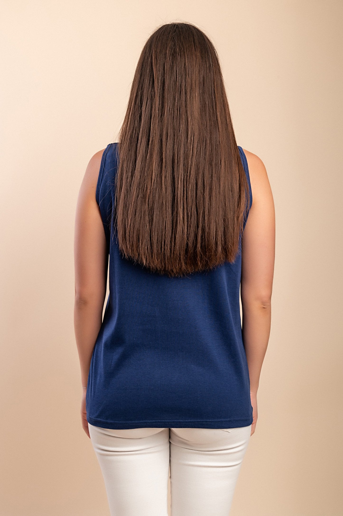 Top in cotone stampato, blu