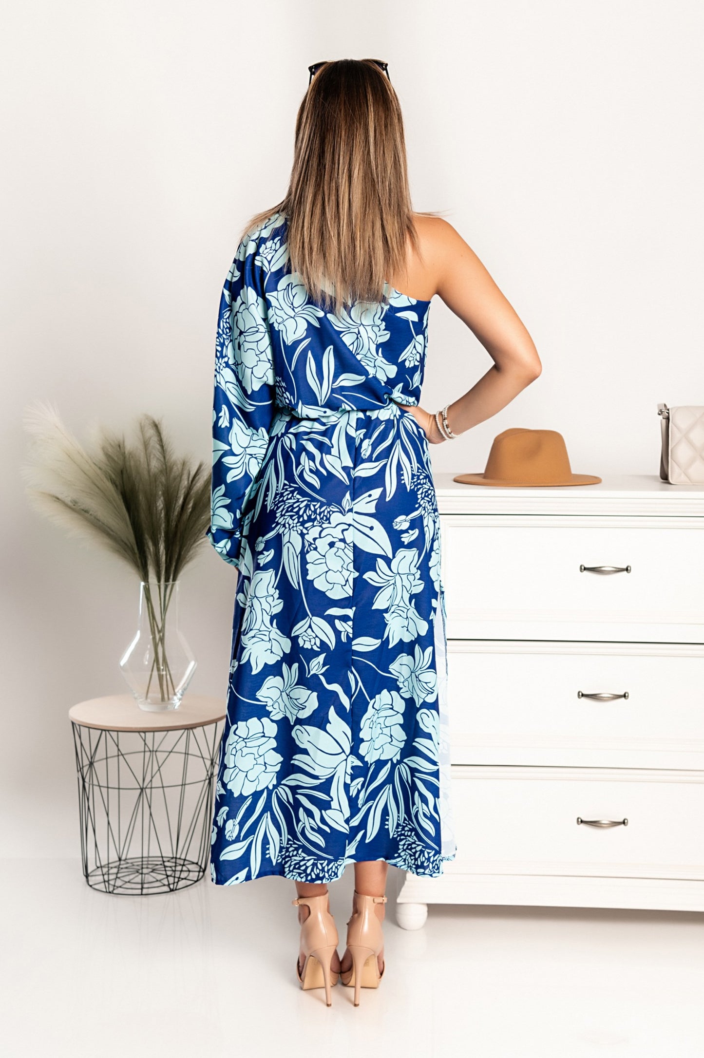 Abito lungo elegante con stampa Tiezza, Blu