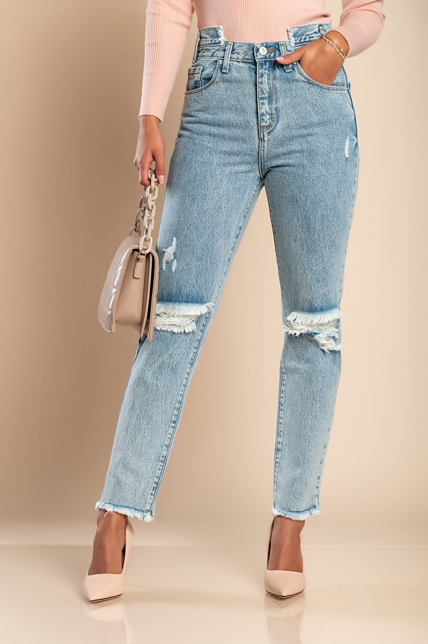 Jeans a gamba dritta, colore azzurro