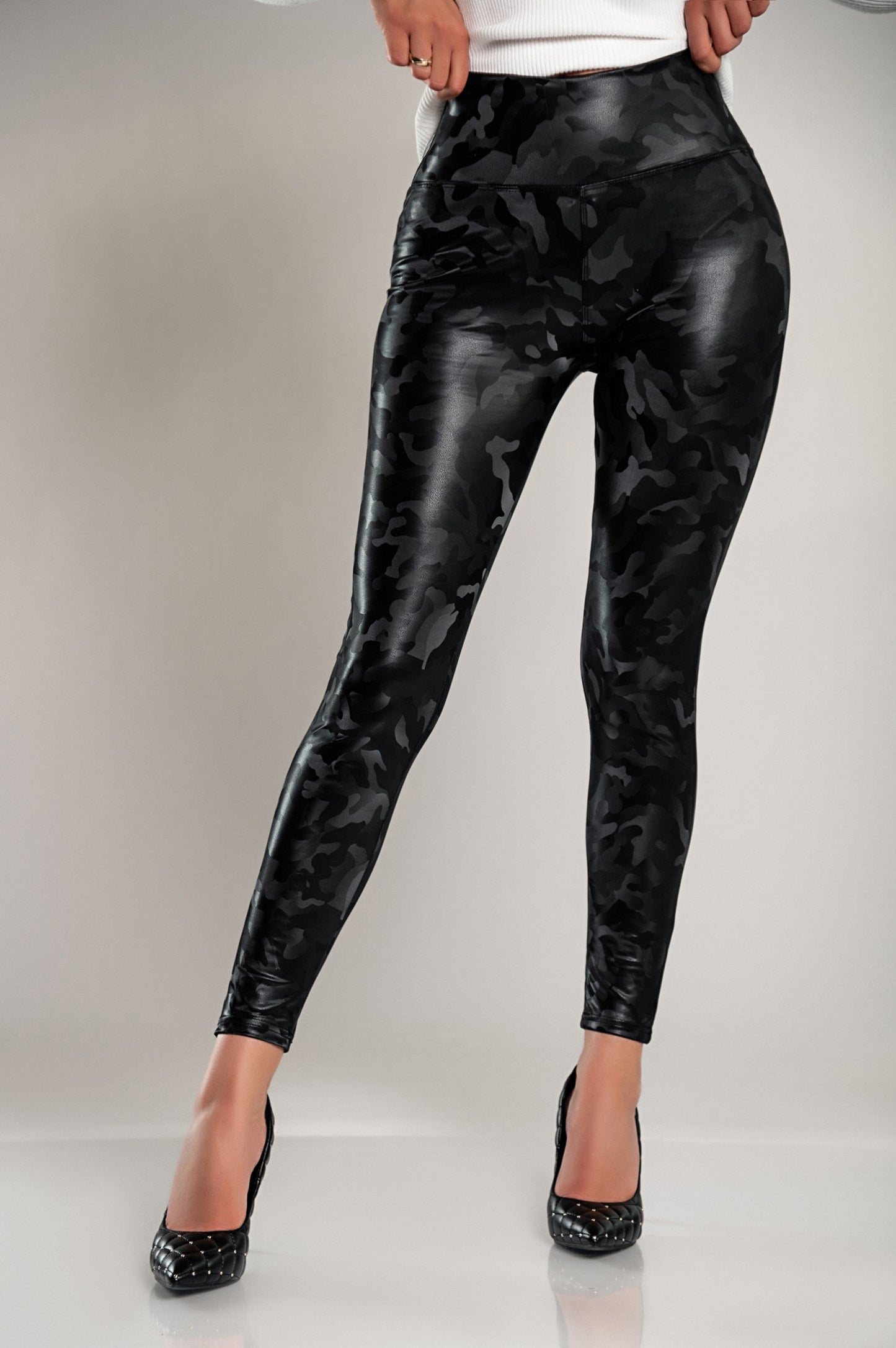 Leggings con fodera e vita ampia, nero