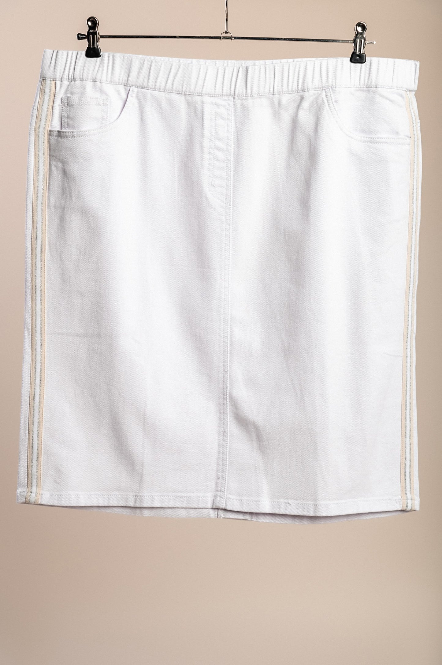Gonna in denim taglie forti, bianca