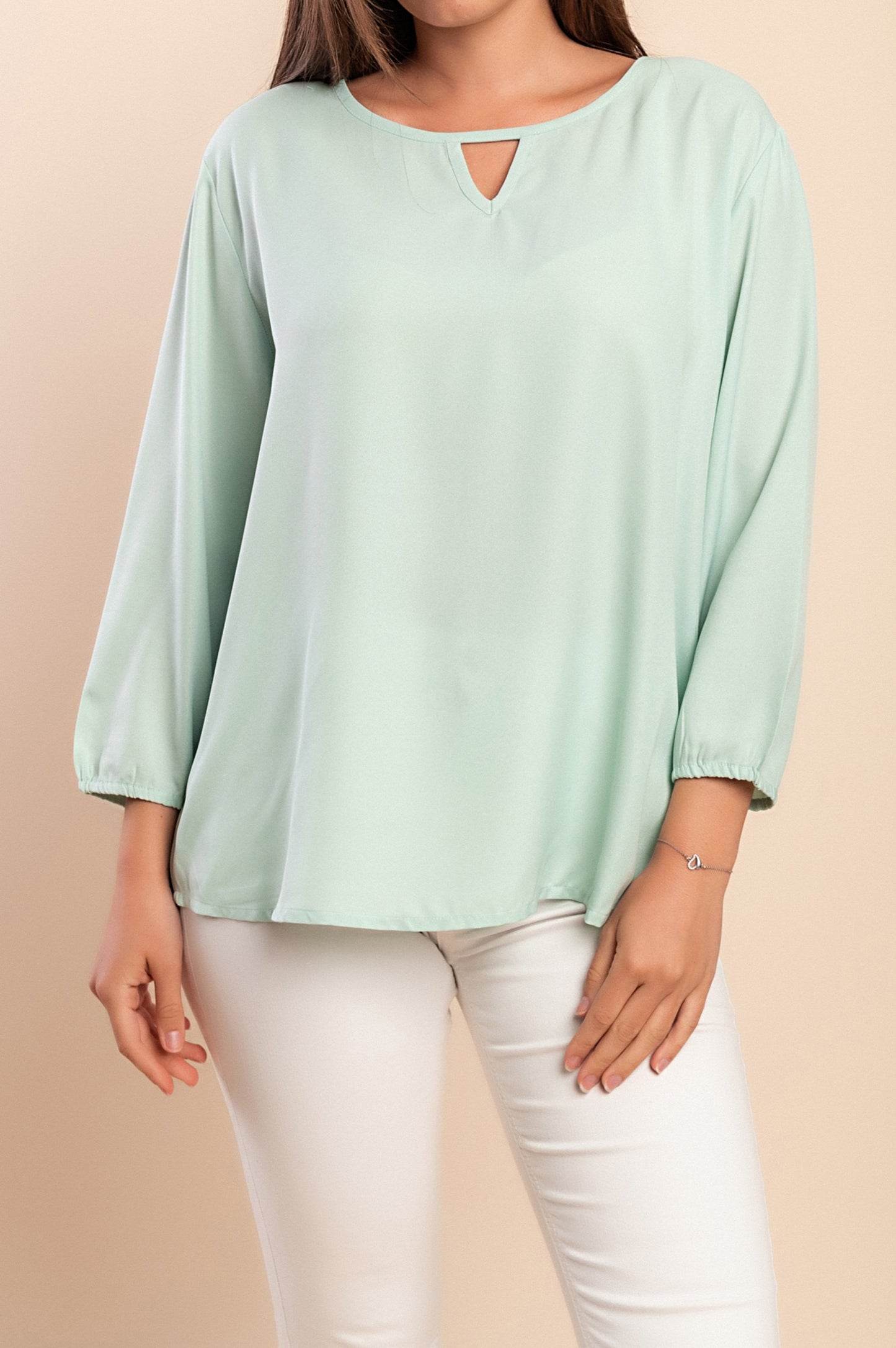 Blusa girocollo, menta