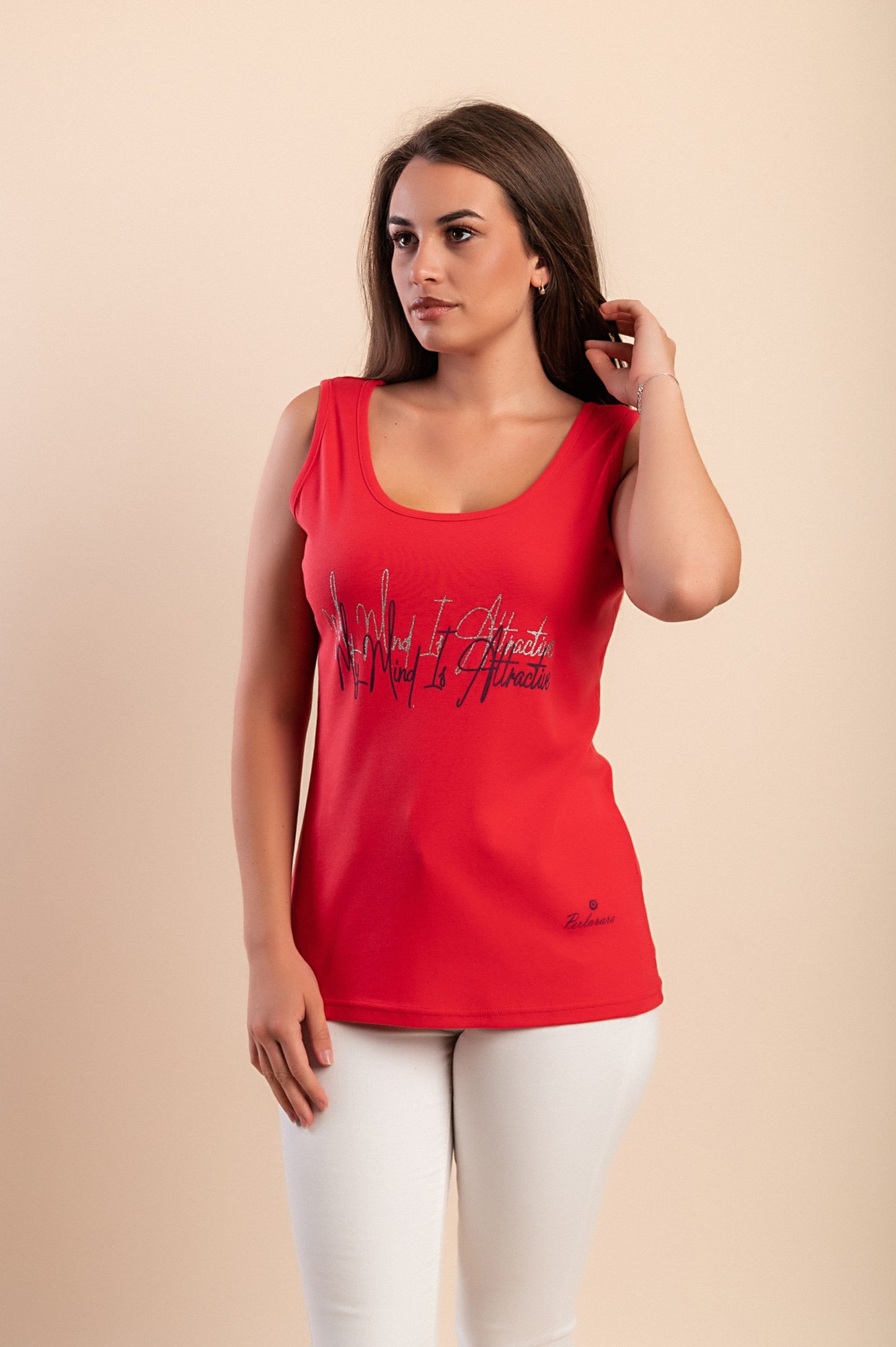 T-shirt in cotone con stampa, rossa