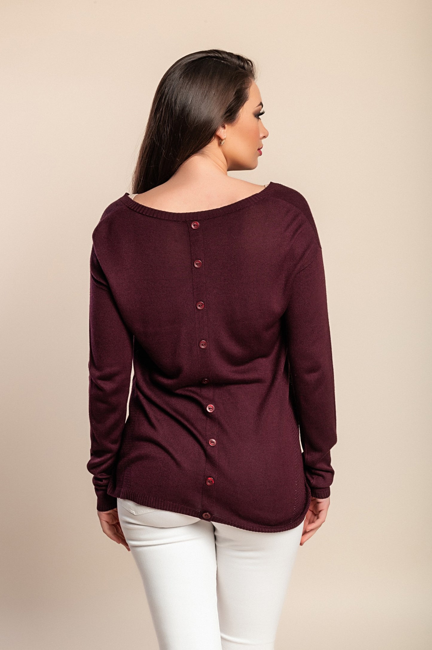 Maglione con bottoni, viola
