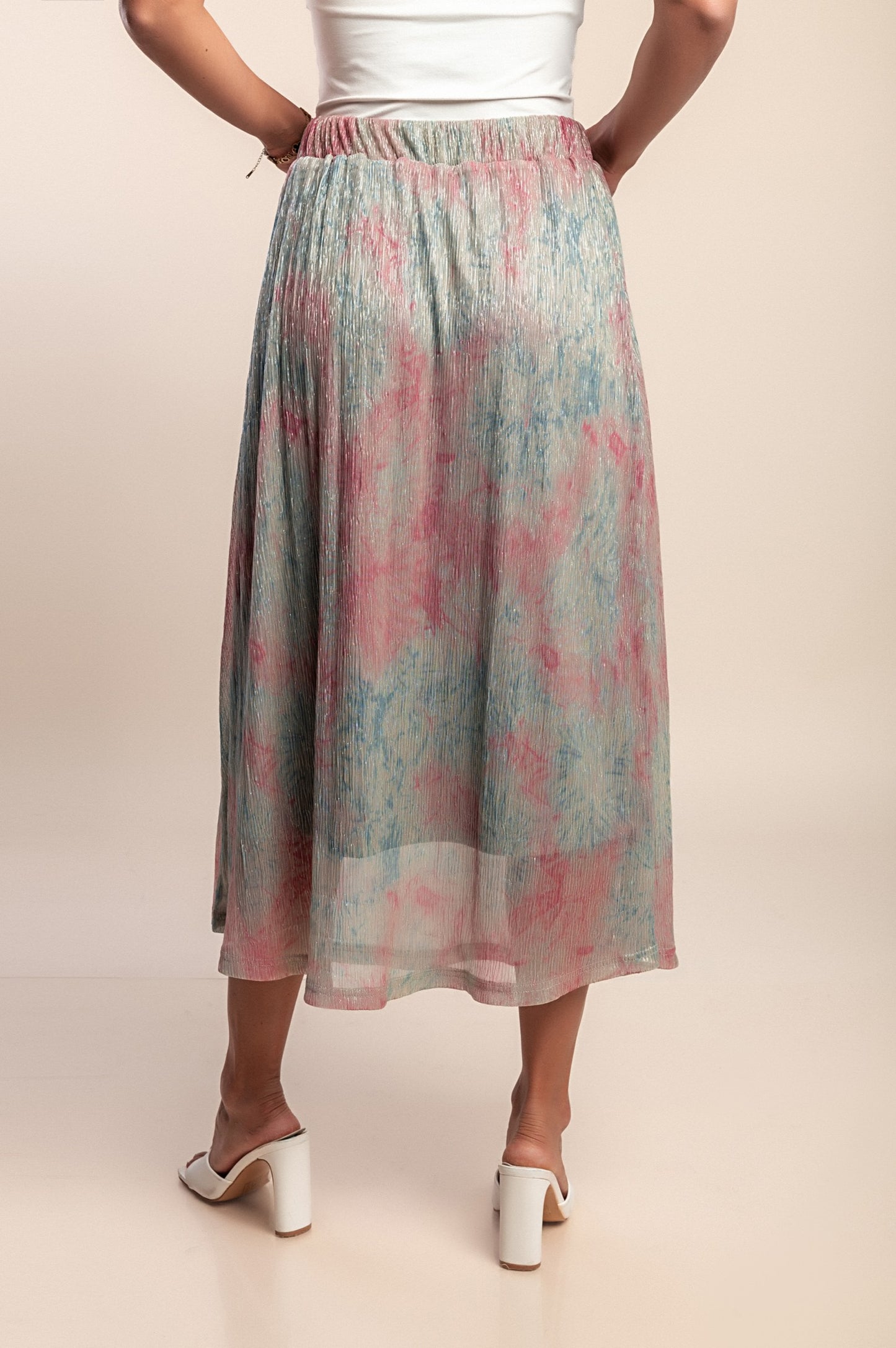 Gonna con elastico in vita, multicolore