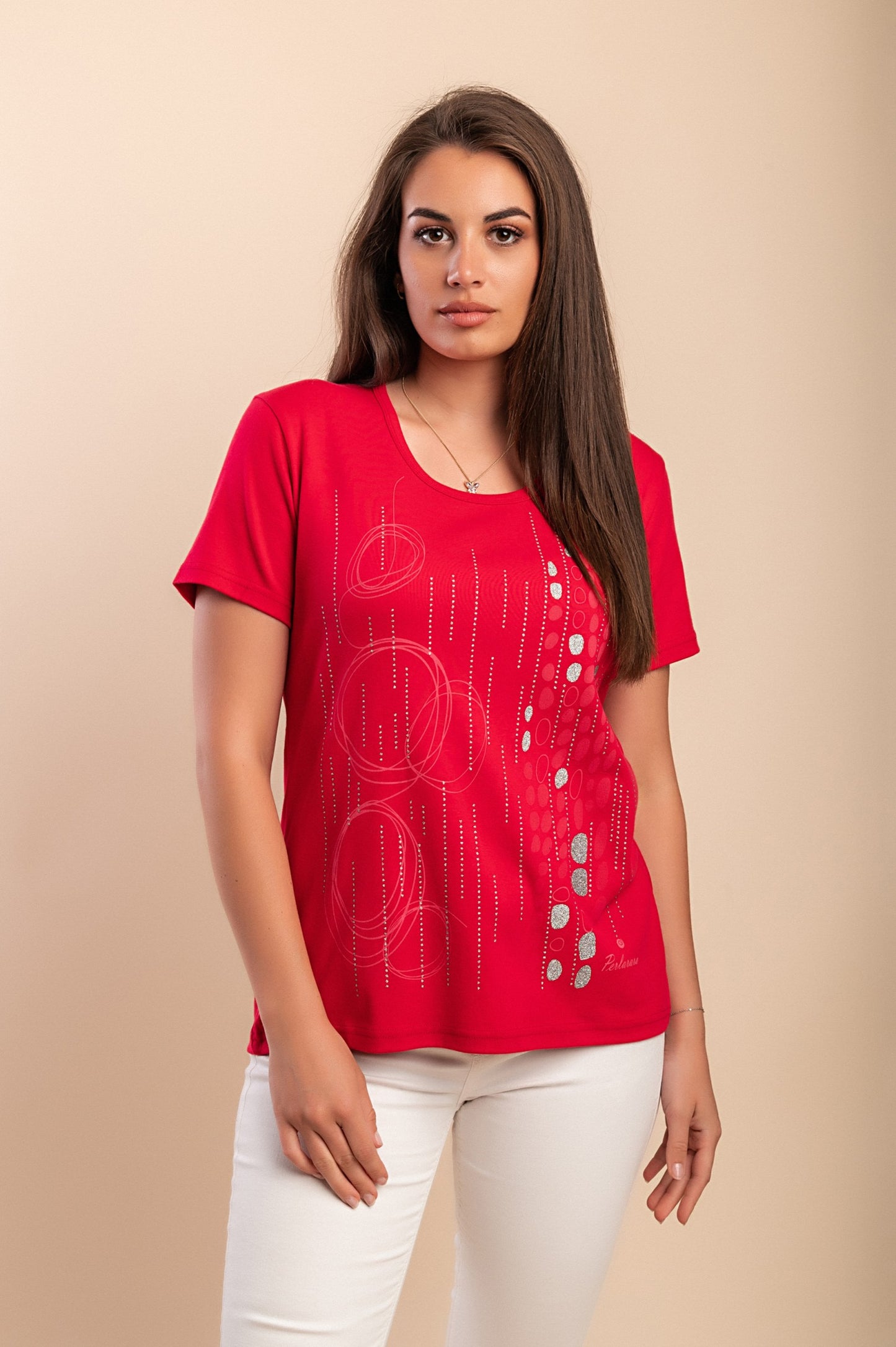T-shirt in cotone con stampa, rossa