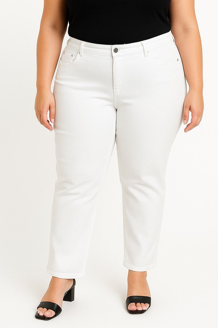 Pantaloni di cotone taglie forti, bianchi